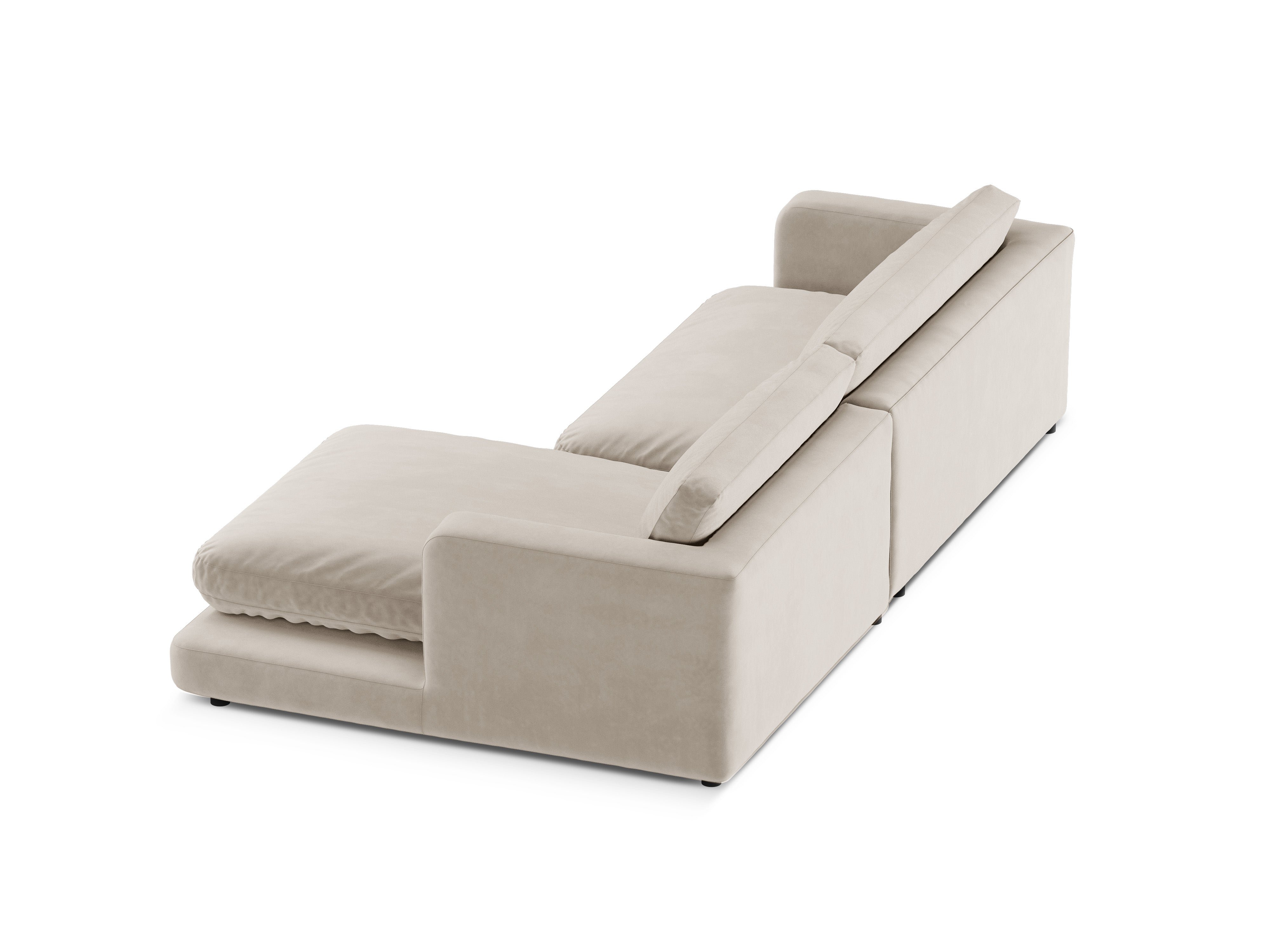 Samt-Ecksofa rechts DAPHNE hellbeige