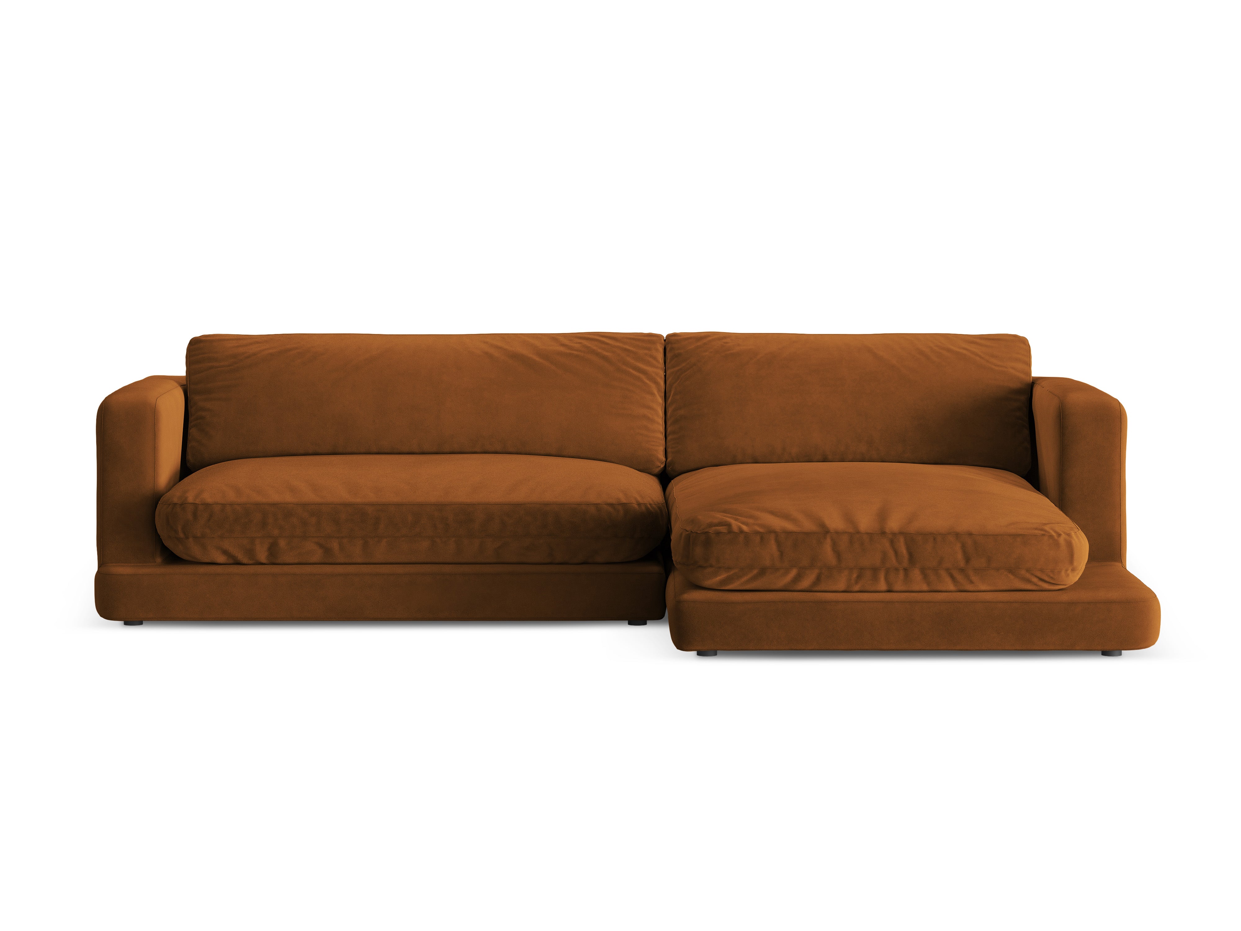 Right-facing velvet corner sofa DAPHNE copper
