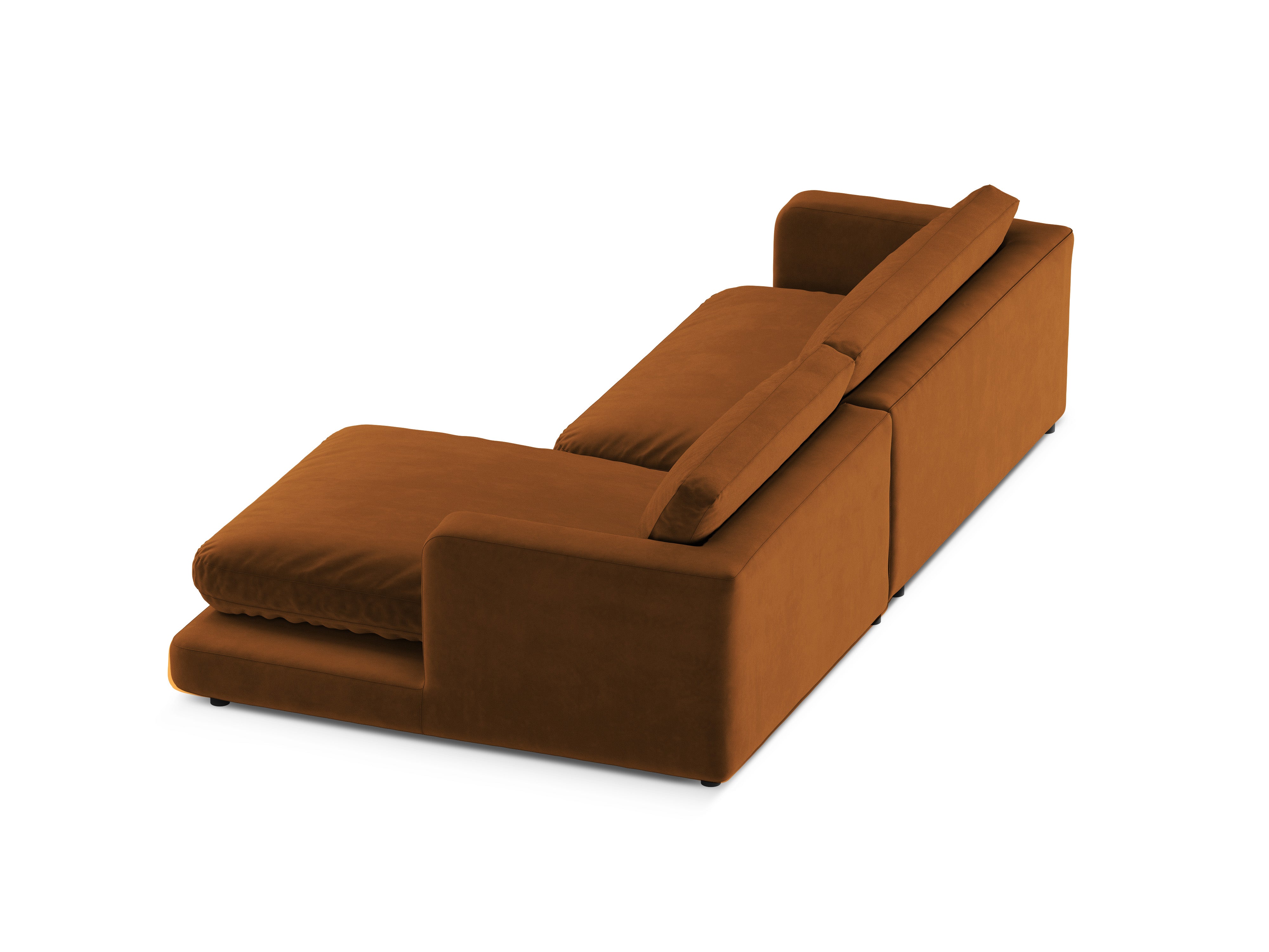 Right-facing velvet corner sofa DAPHNE copper