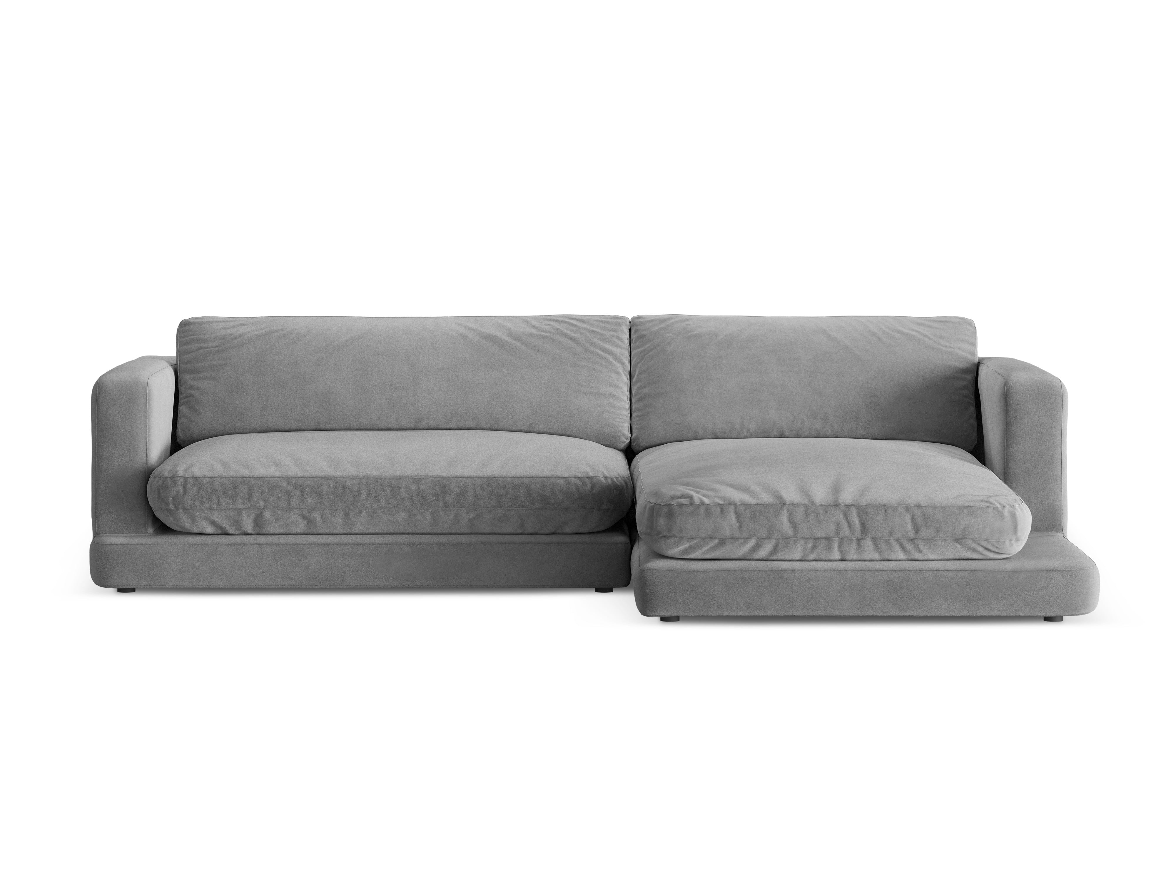 Samt-Ecksofa rechts DAPHNE grau