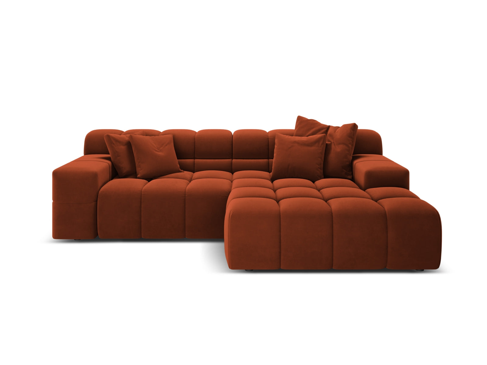 Samt-Ecksofa für 2 Personen rechts AGAVE ziegelrot