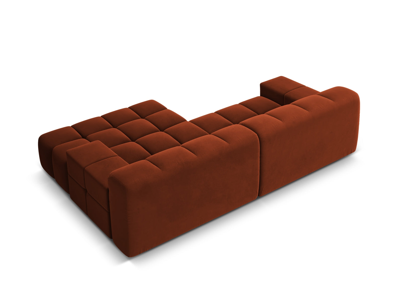 Samt-Ecksofa für 2 Personen rechts AGAVE ziegelrot