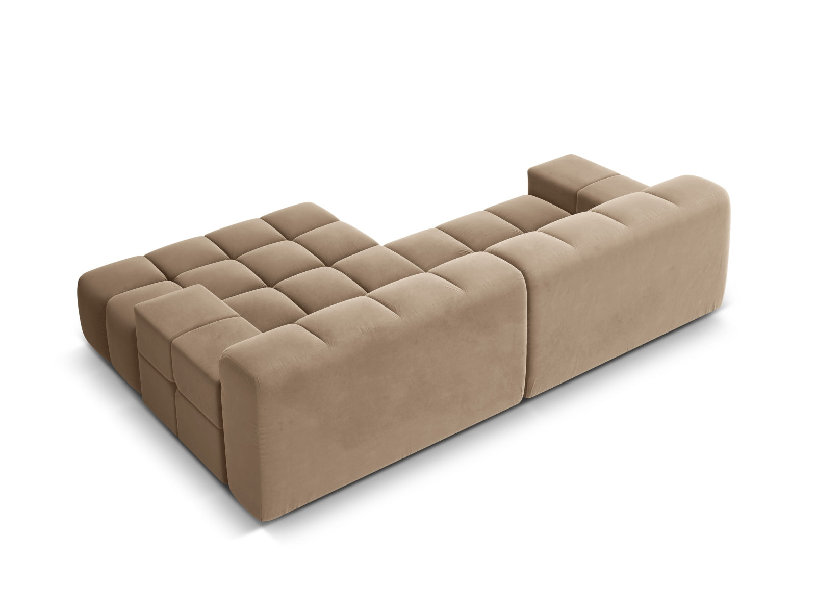 Samt-Ecksofa für 2 Personen rechts AGAVE beige