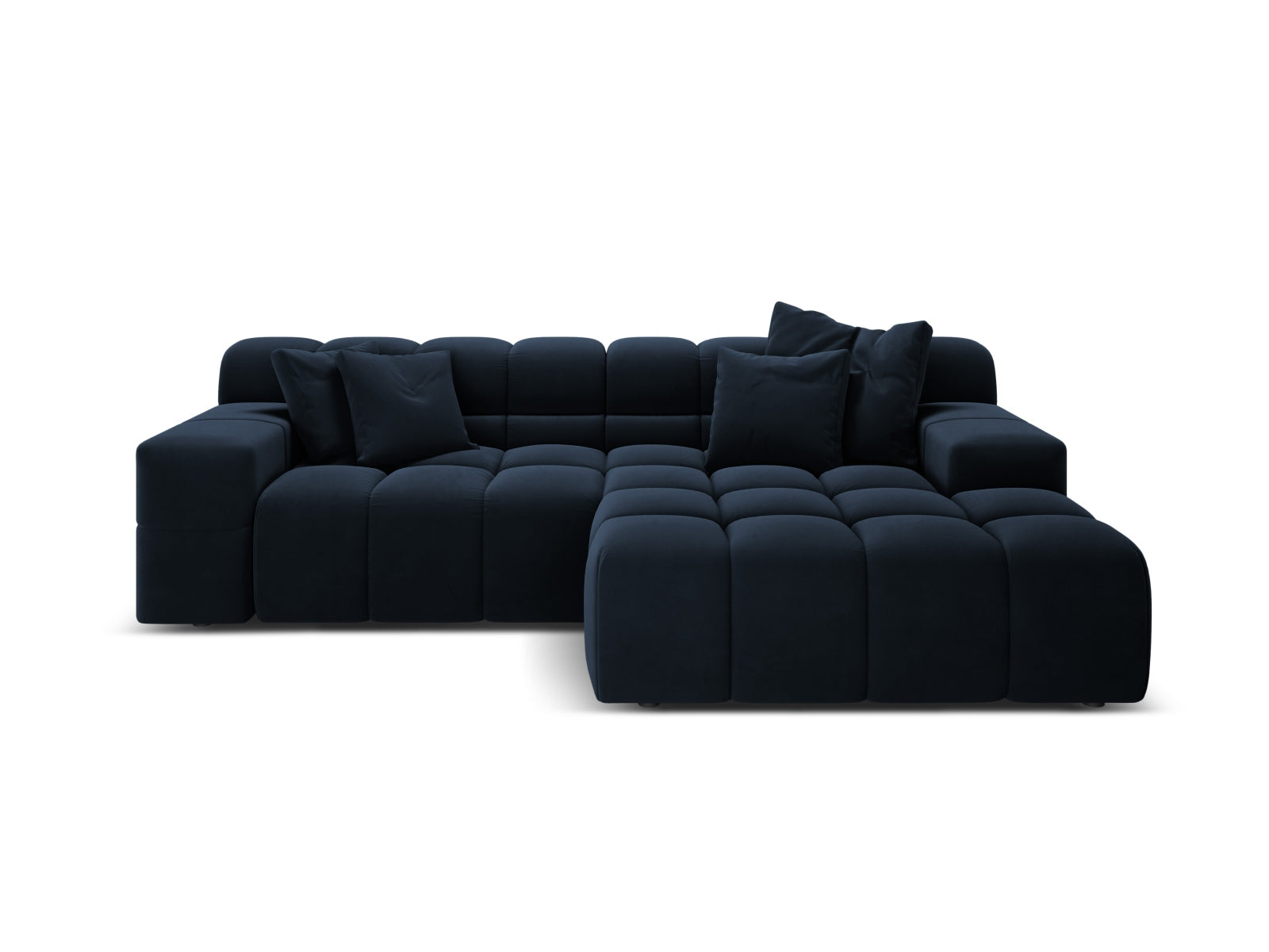 Samt-Ecksofa für 2 Personen rechts AGAVE in Marineblau