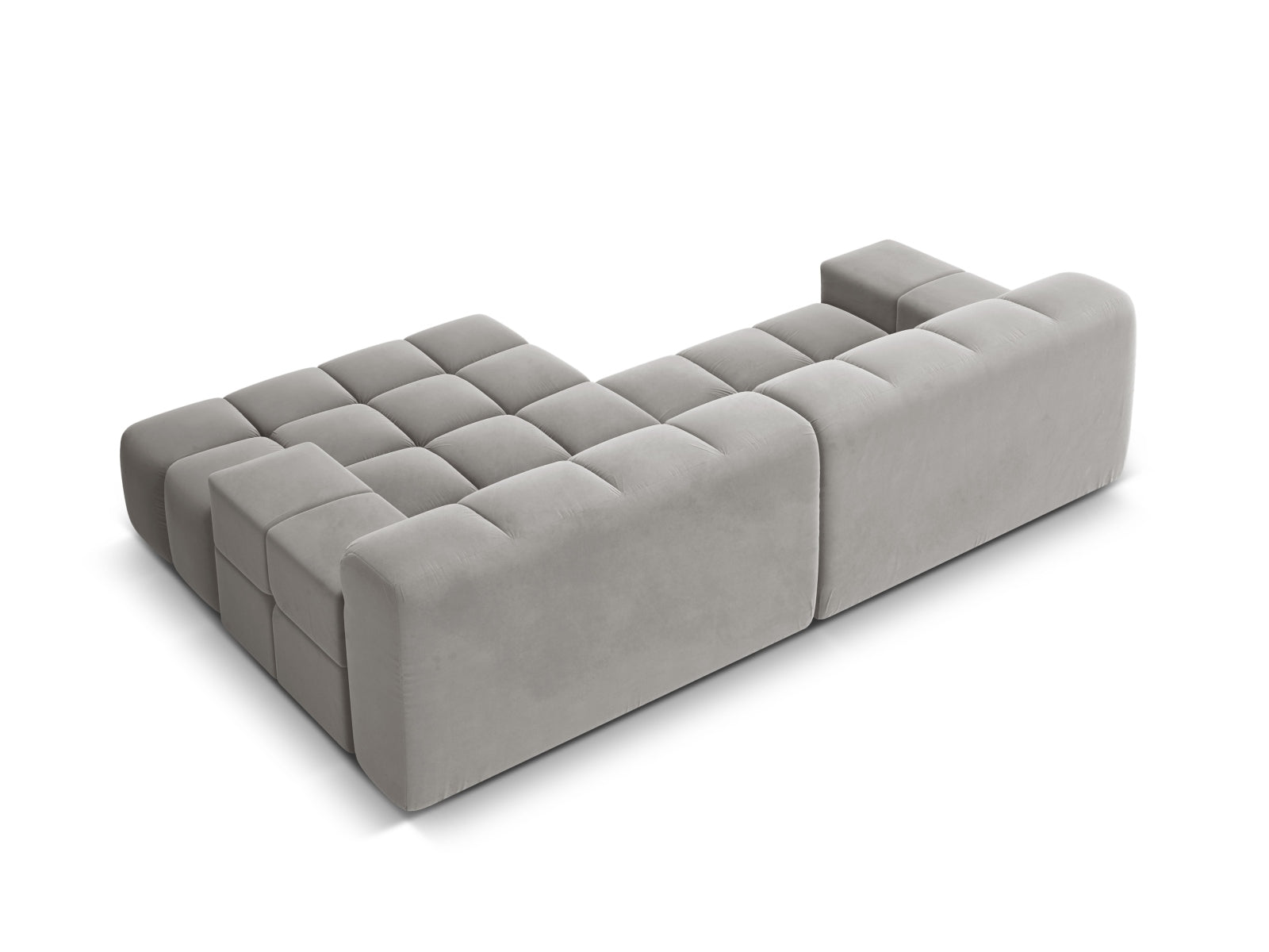 Samt-Ecksofa für 2 Personen rechts AGAVE grau