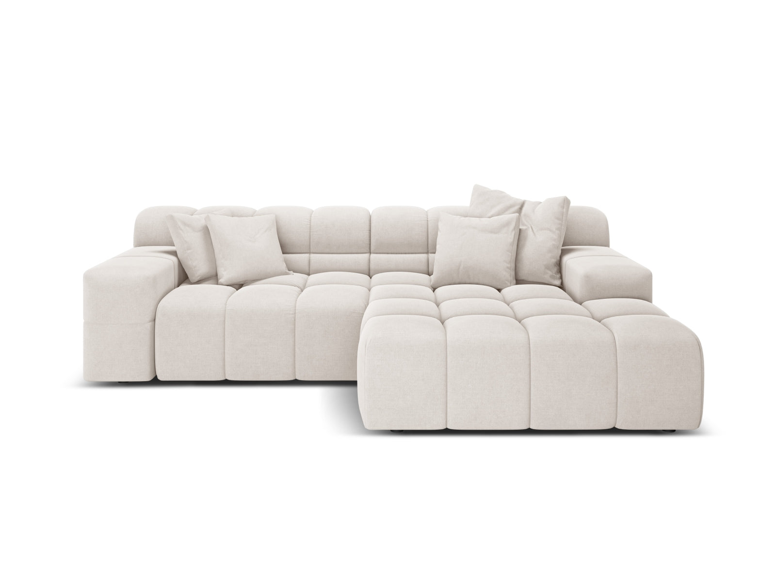 2-sitzige rechteckige Eckcouch AGAVE hellbeige Chenille