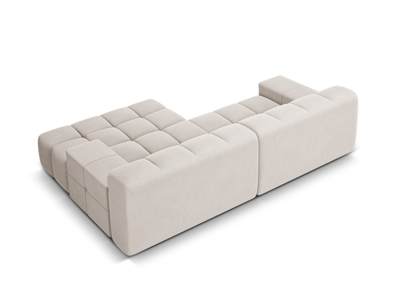 2-sitzige rechteckige Eckcouch AGAVE hellbeige Chenille