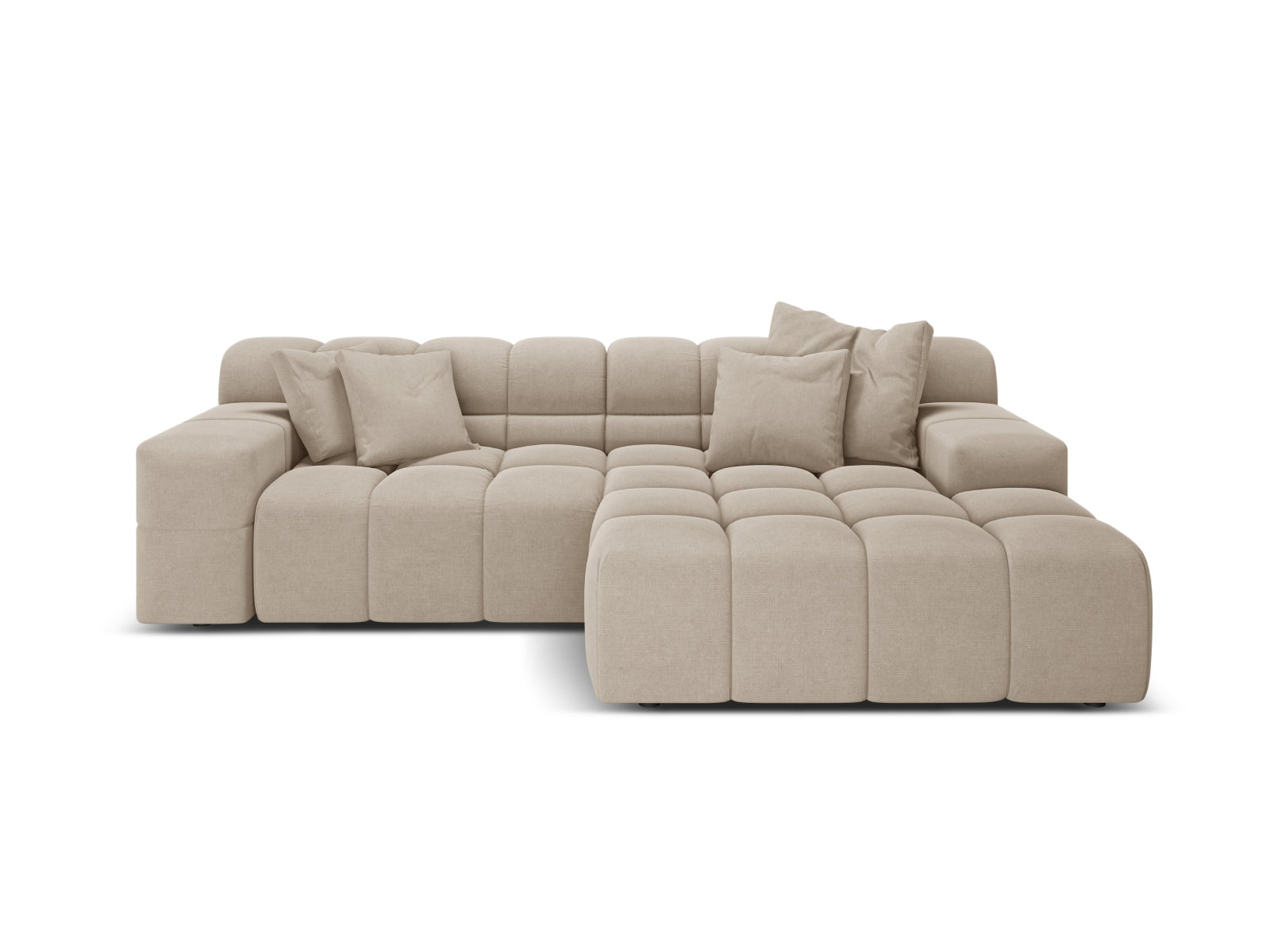 2-sitziger rechter Ecksofa AGAVE beige Chenille