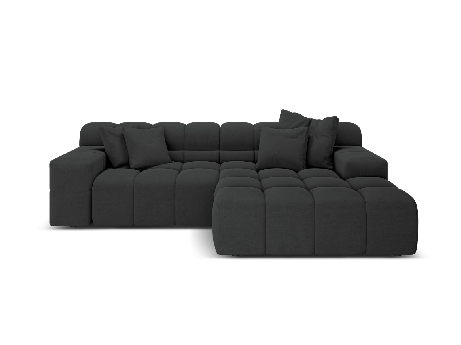2-sitzige rechteckige AGAVE Anthrazit Chenille-Ecke