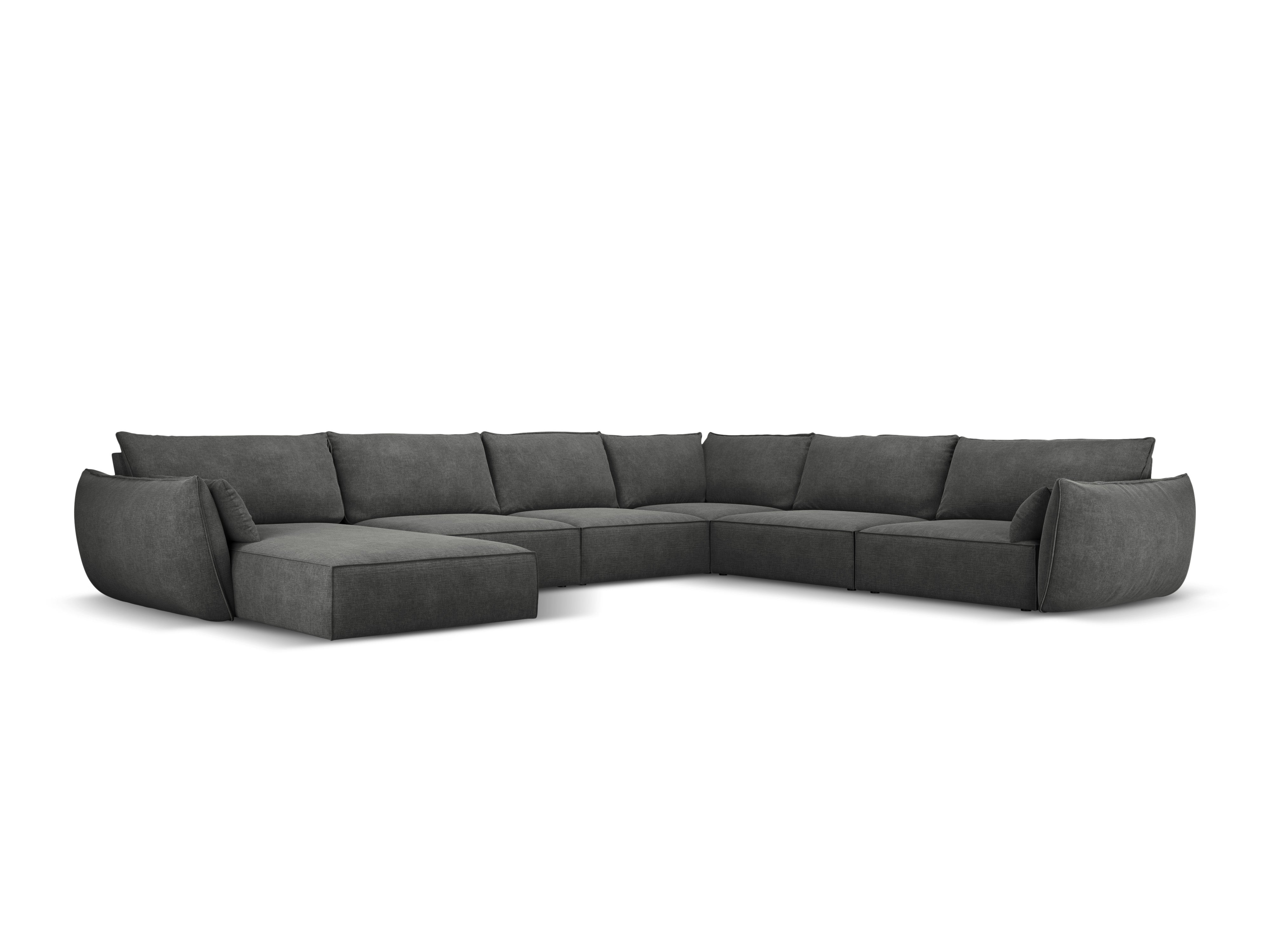 The panoramic corner in the szenil fabric right -sided Vanda Dark gray