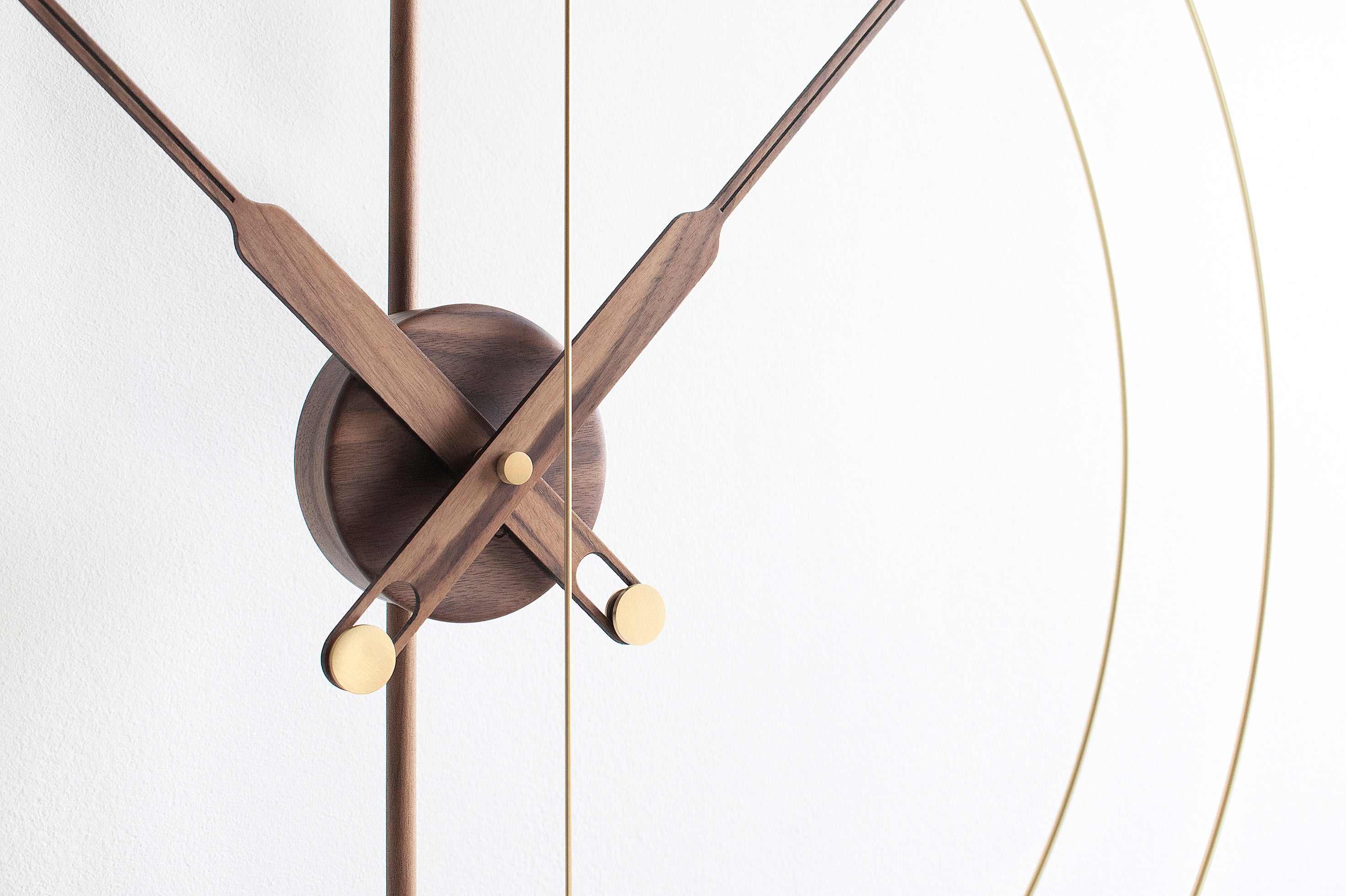 MINI BARCELONA PREMIUM wall clock walnut wood with brass finish