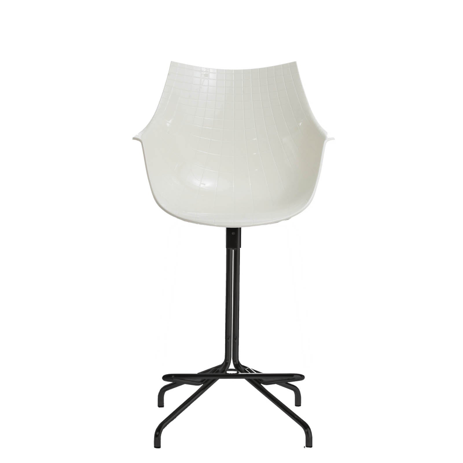 White Meridiana Hocker mit einer schwarzen Basis