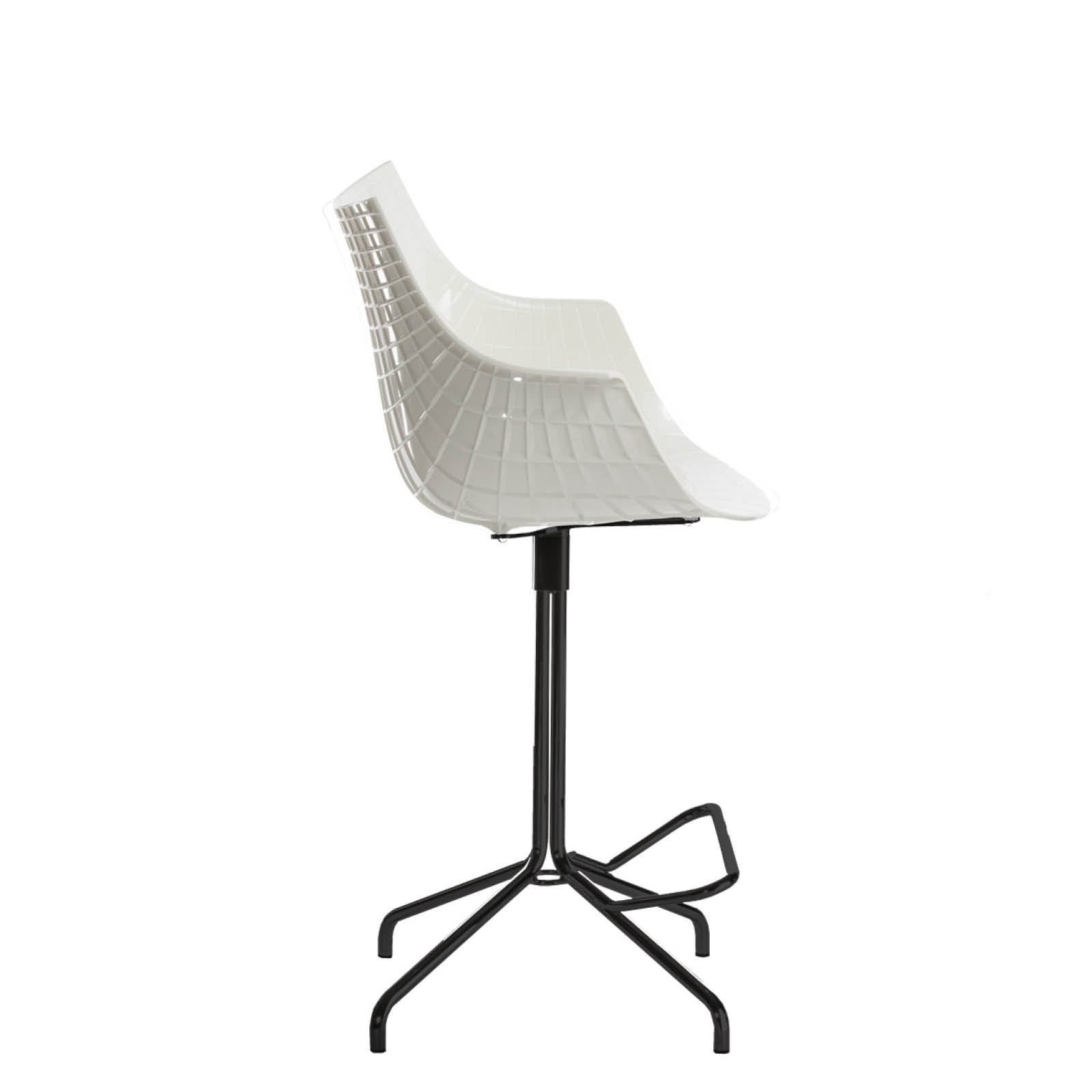 White Meridiana Hocker mit einer schwarzen Basis