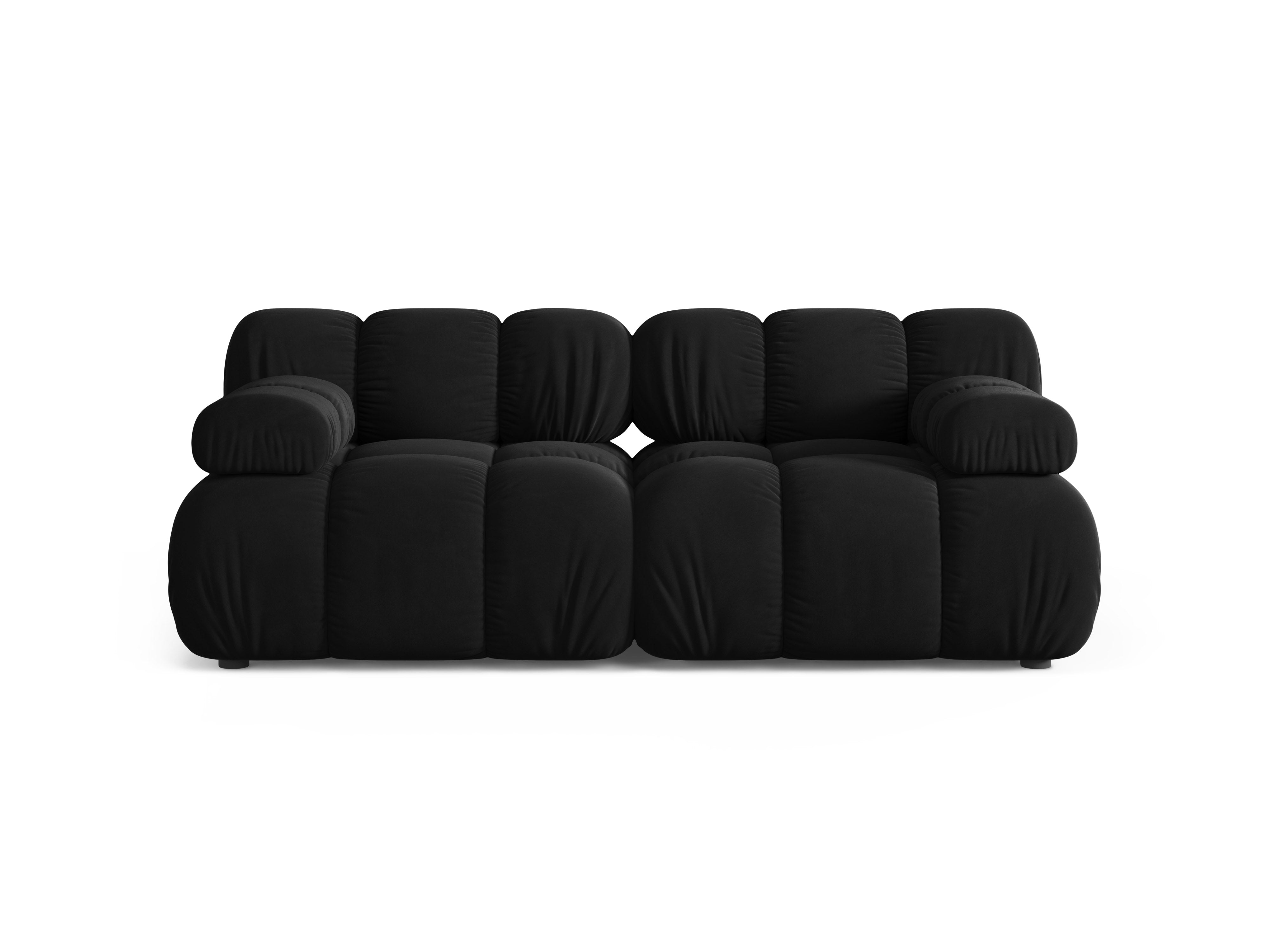 Velvet modular 2-seater sofa BELLIS in black