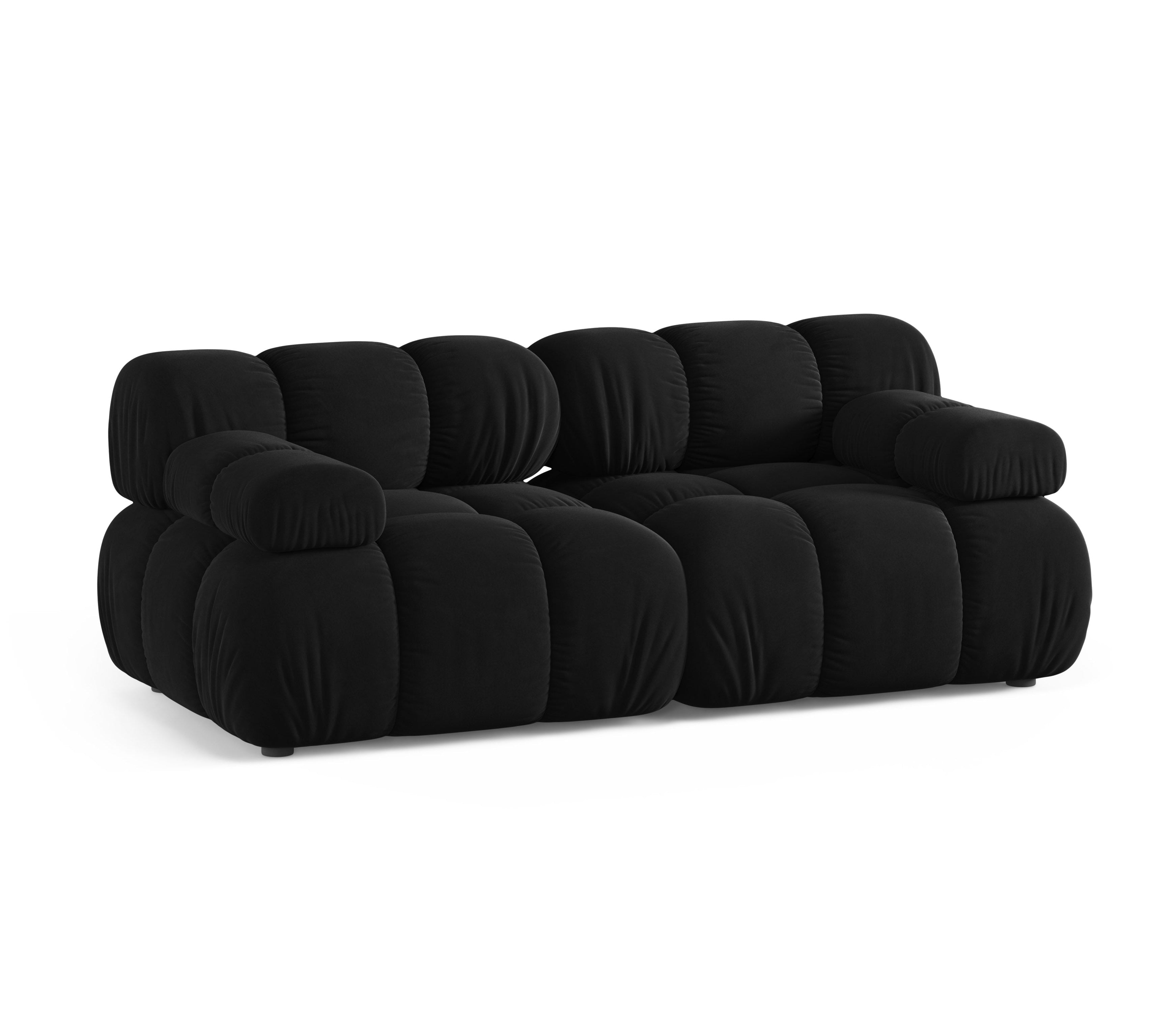 Velvet modular 2-seater sofa BELLIS in black