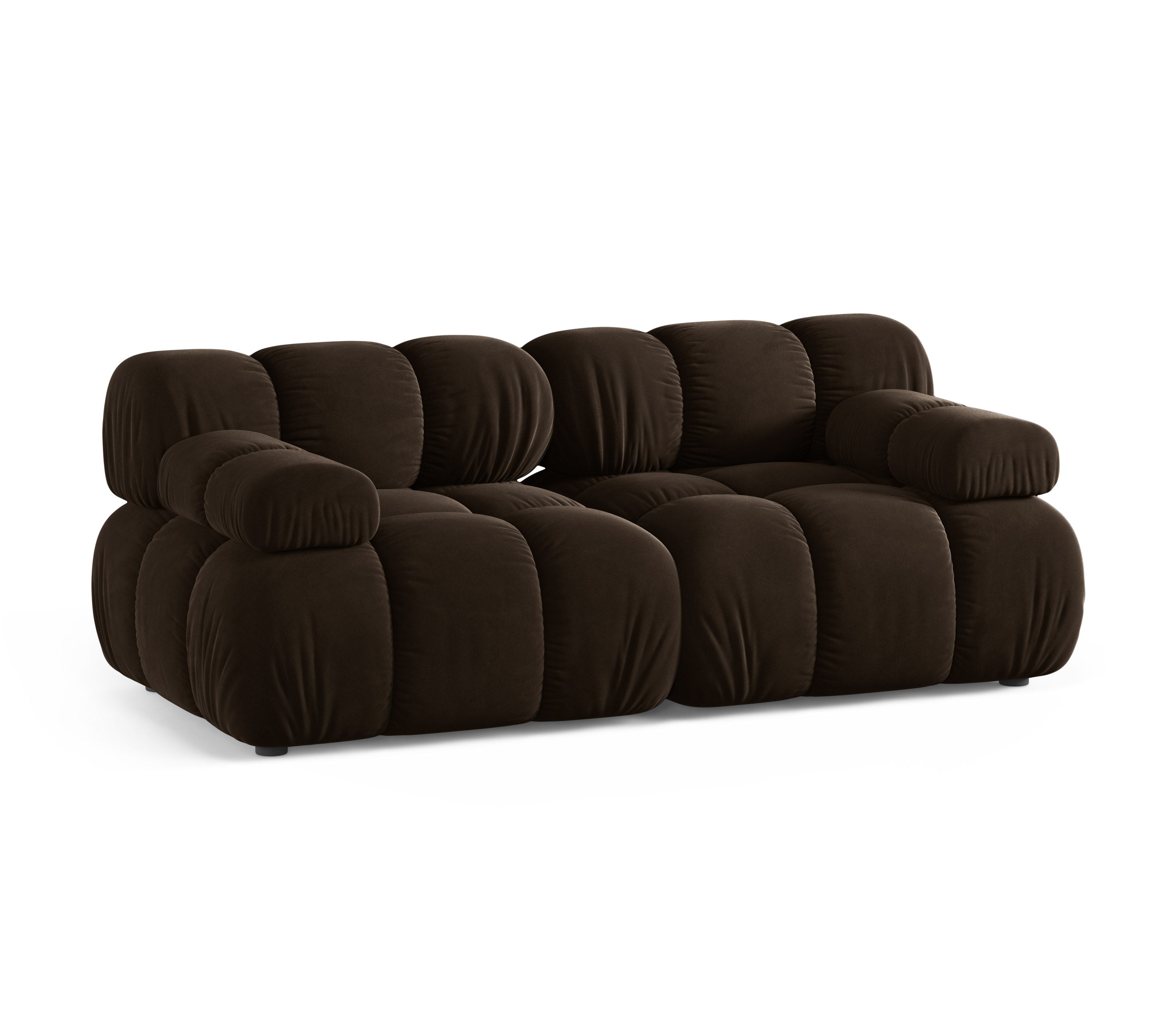 Chocolate velvet 2-seater modular sofa BELLIS