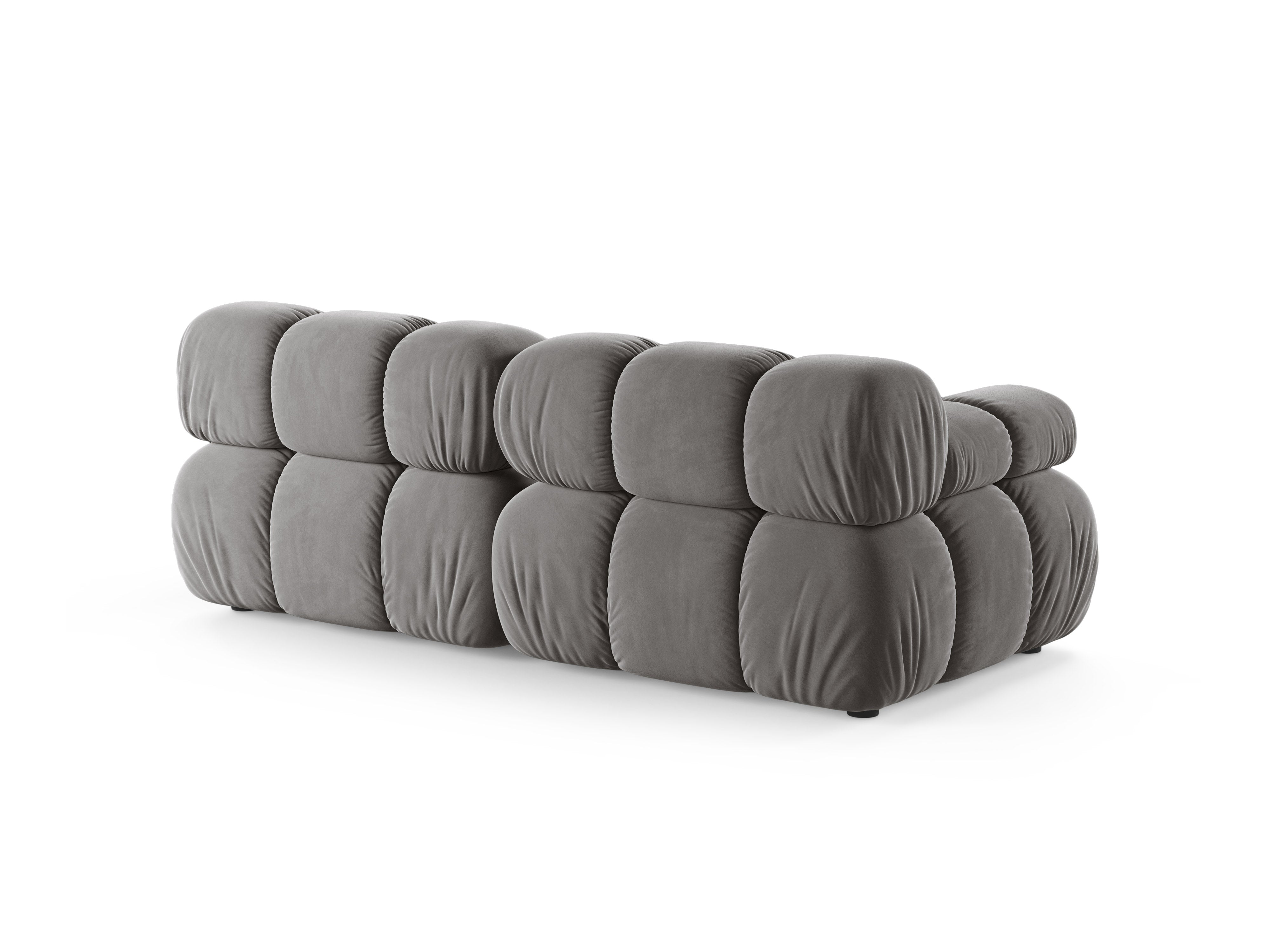 Gray velvet 2-seater modular sofa BELLIS