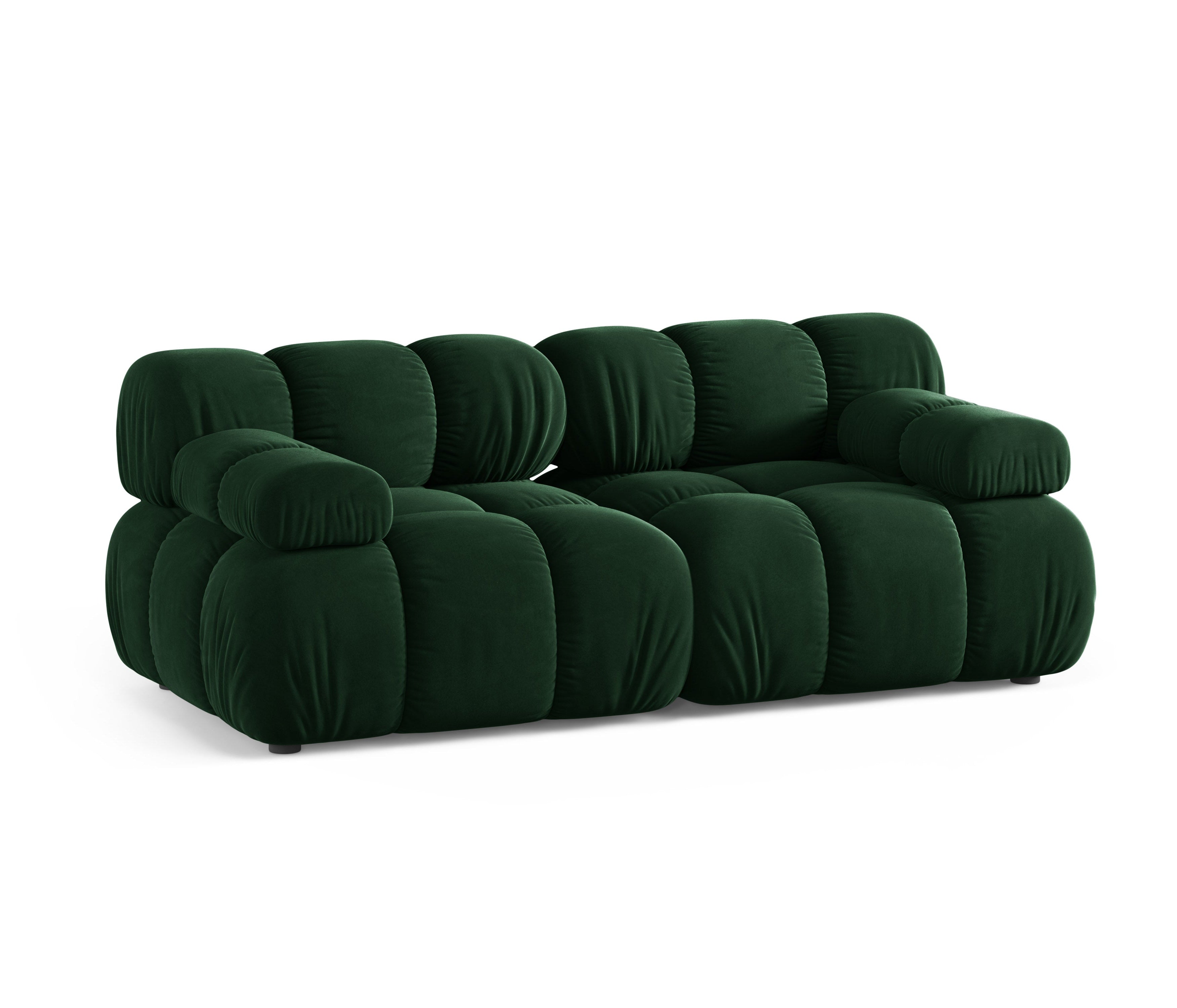 Velvet modular 2-seater sofa BELLIS in bottle green