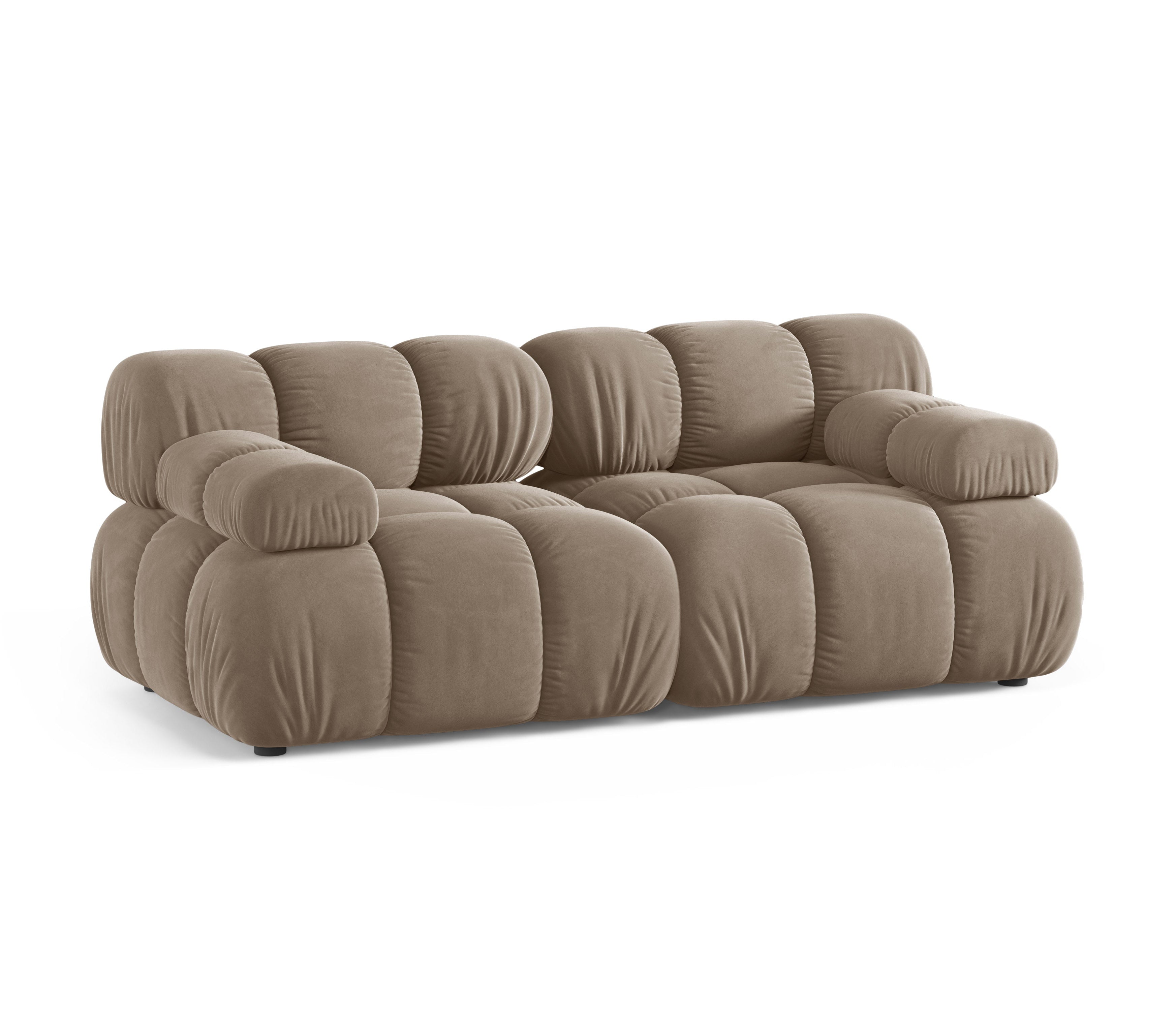Cappuccino Velvet Modular Sofa for Two - BELLIS