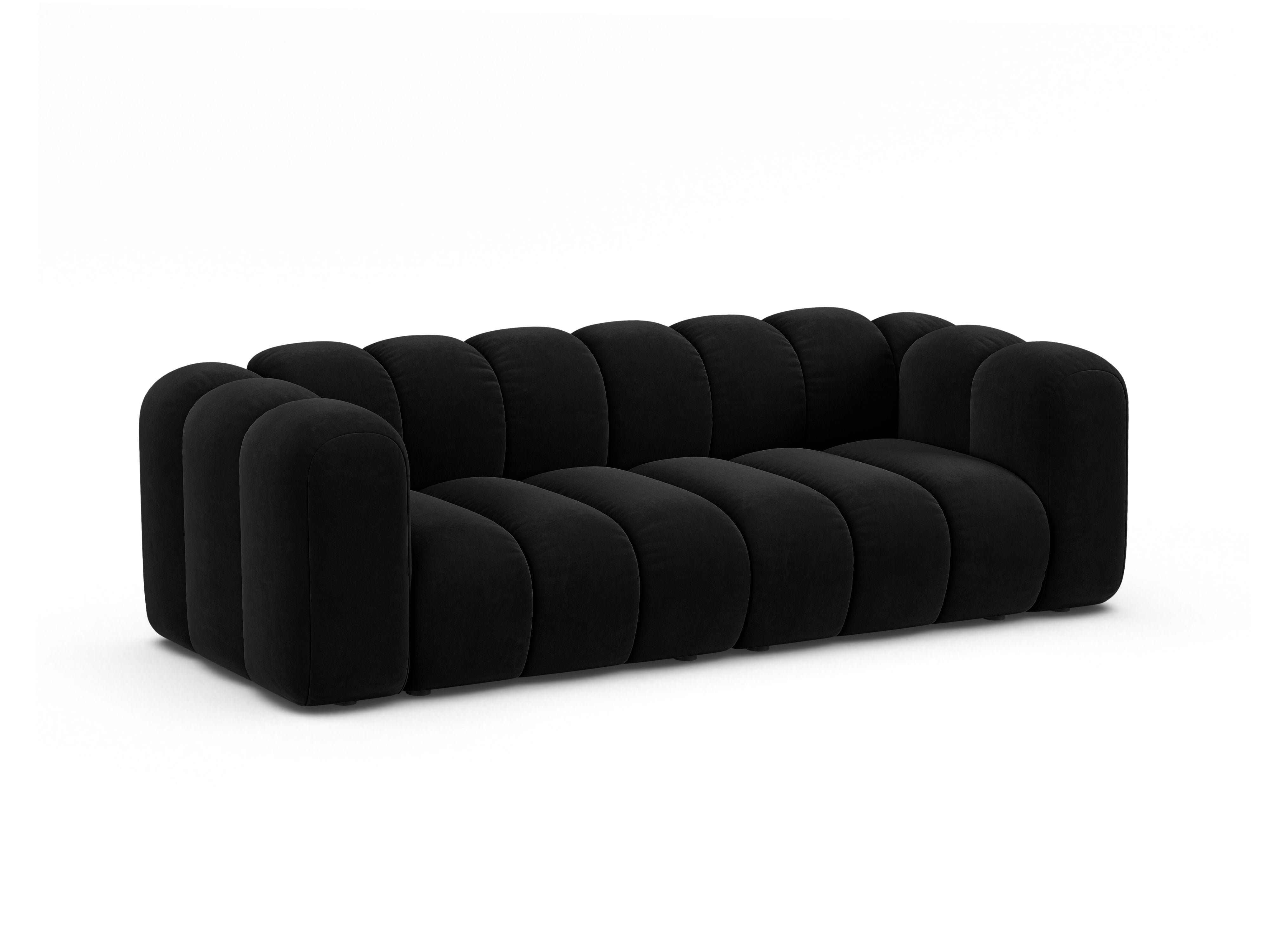 Sofa aksamitna 3-osobowa LUPINE czarny – Micadoni