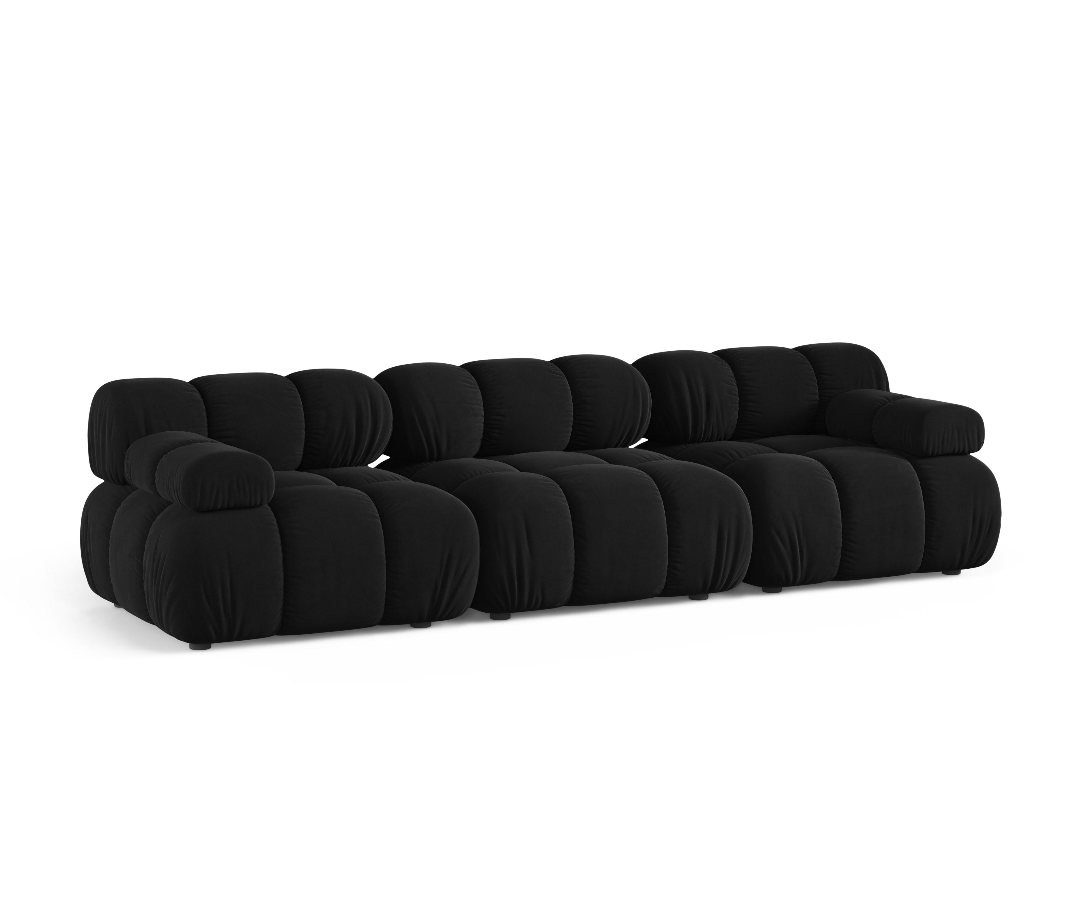 Velvet modular sofa for three BELLIS in black