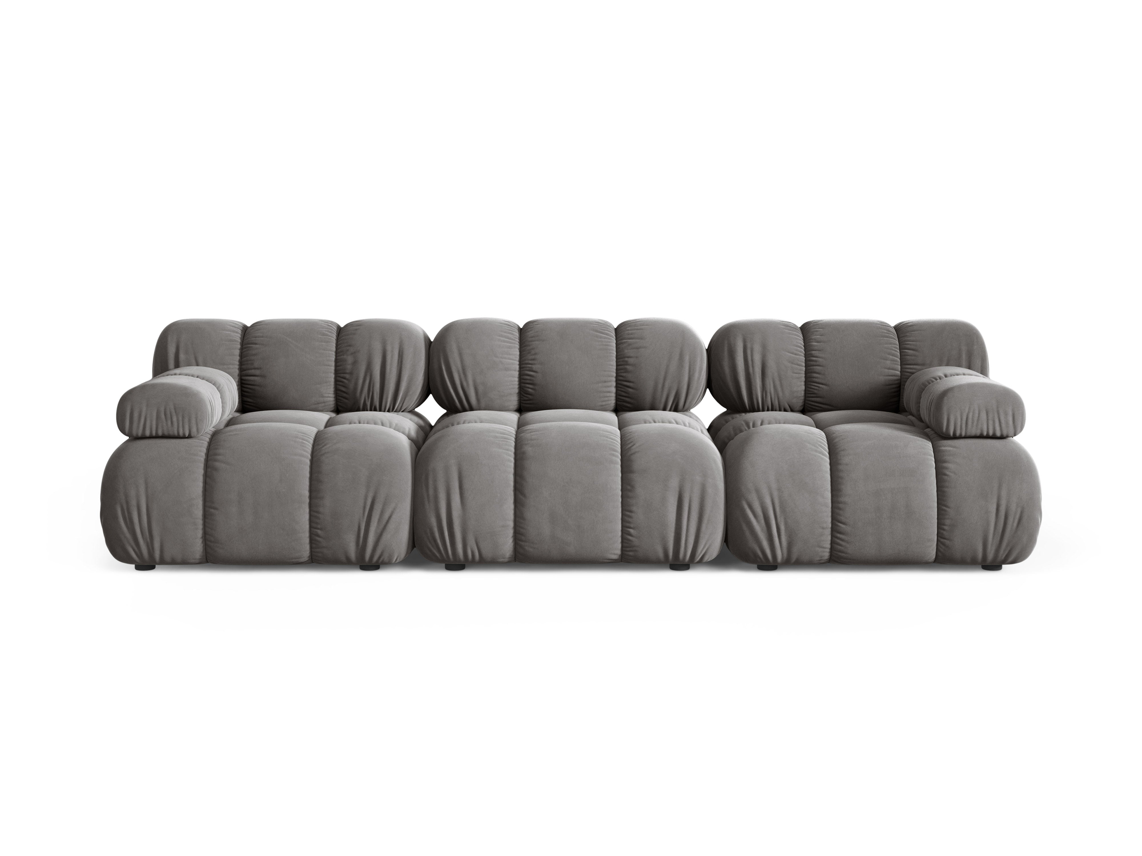 Gray velvet 3-seater modular sofa BELLIS