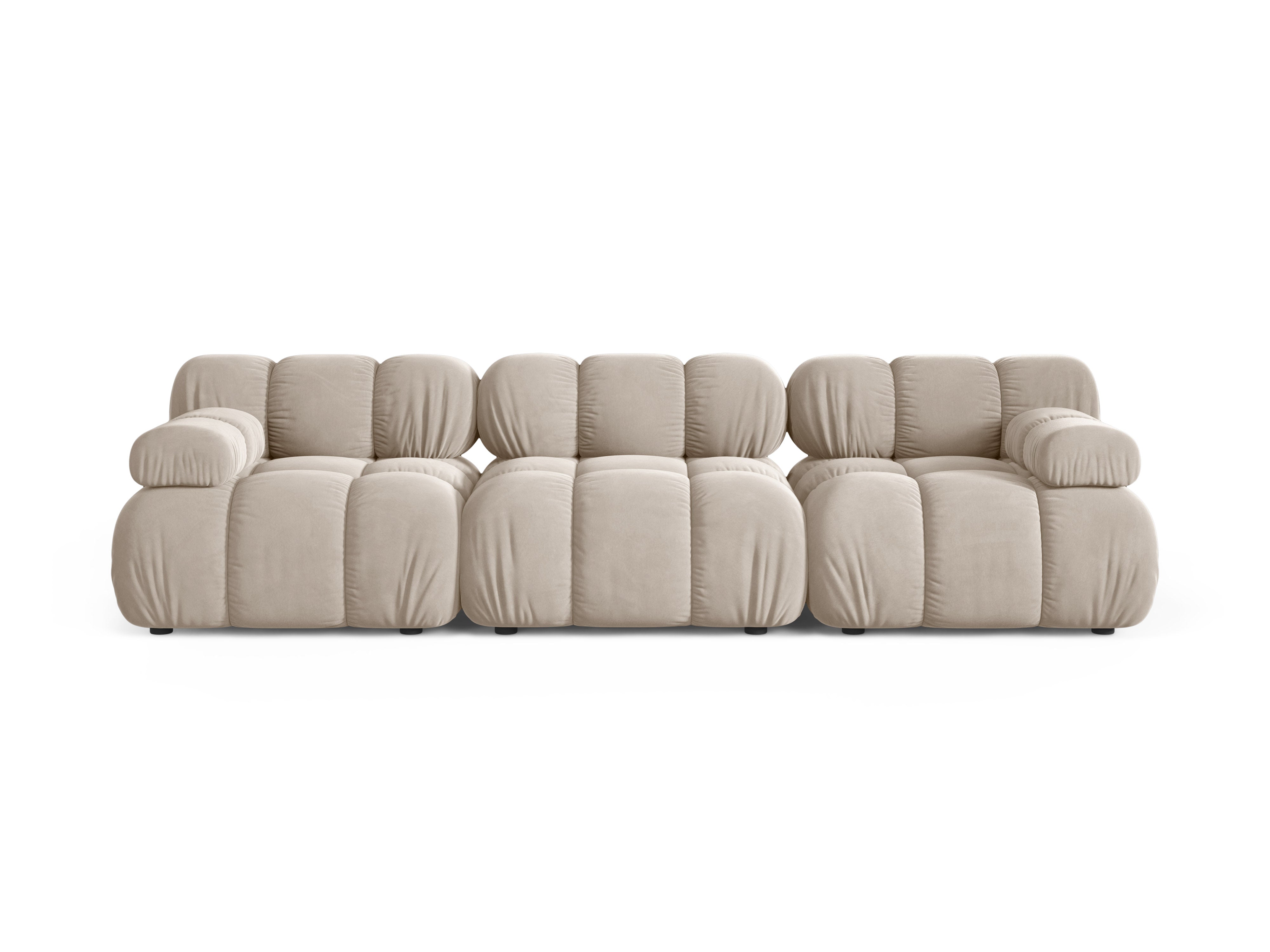 Velvet modular 3-seater sofa BELLIS in beige