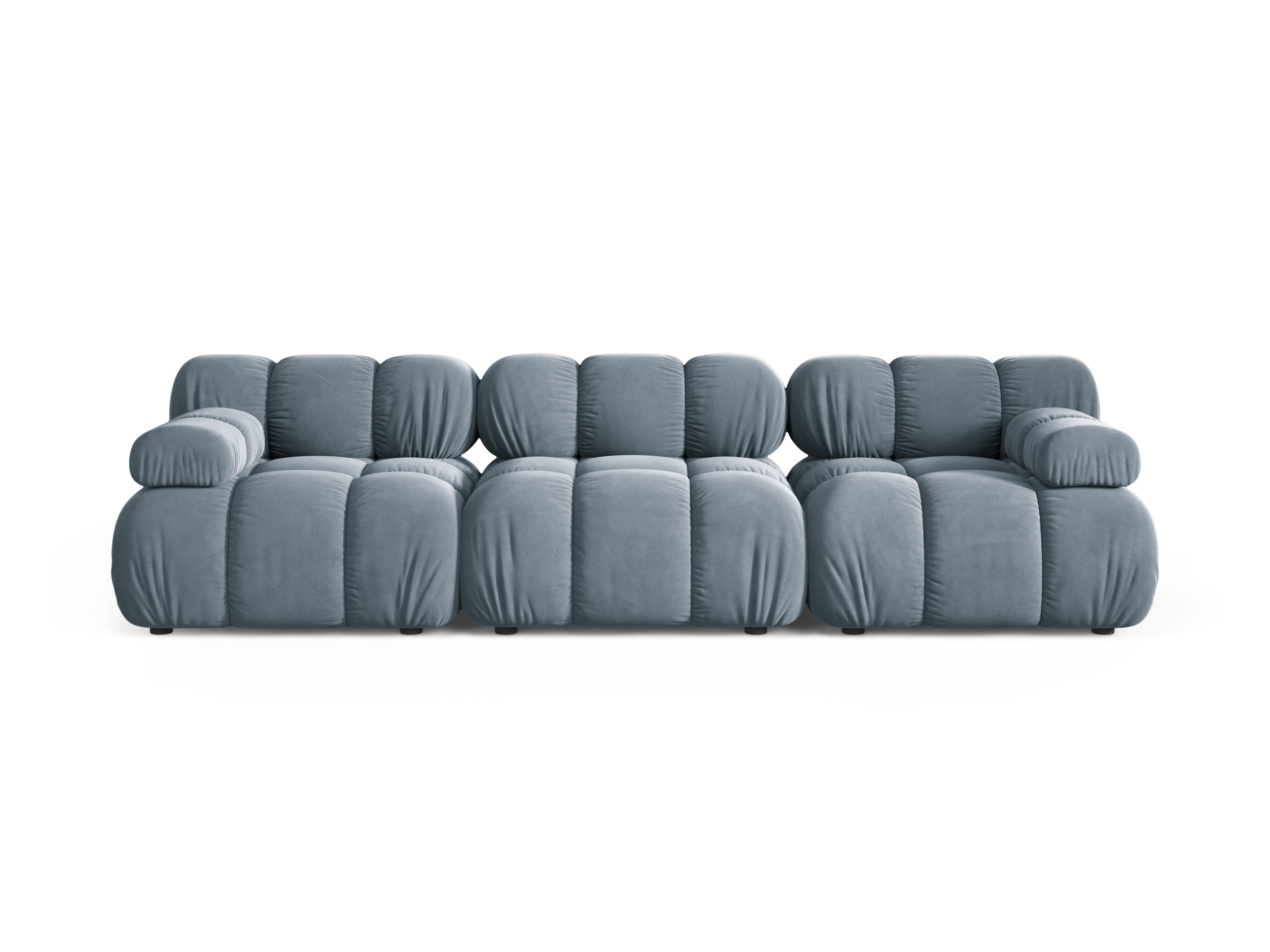 Velvet modular 3-seater sofa BELLIS in blue