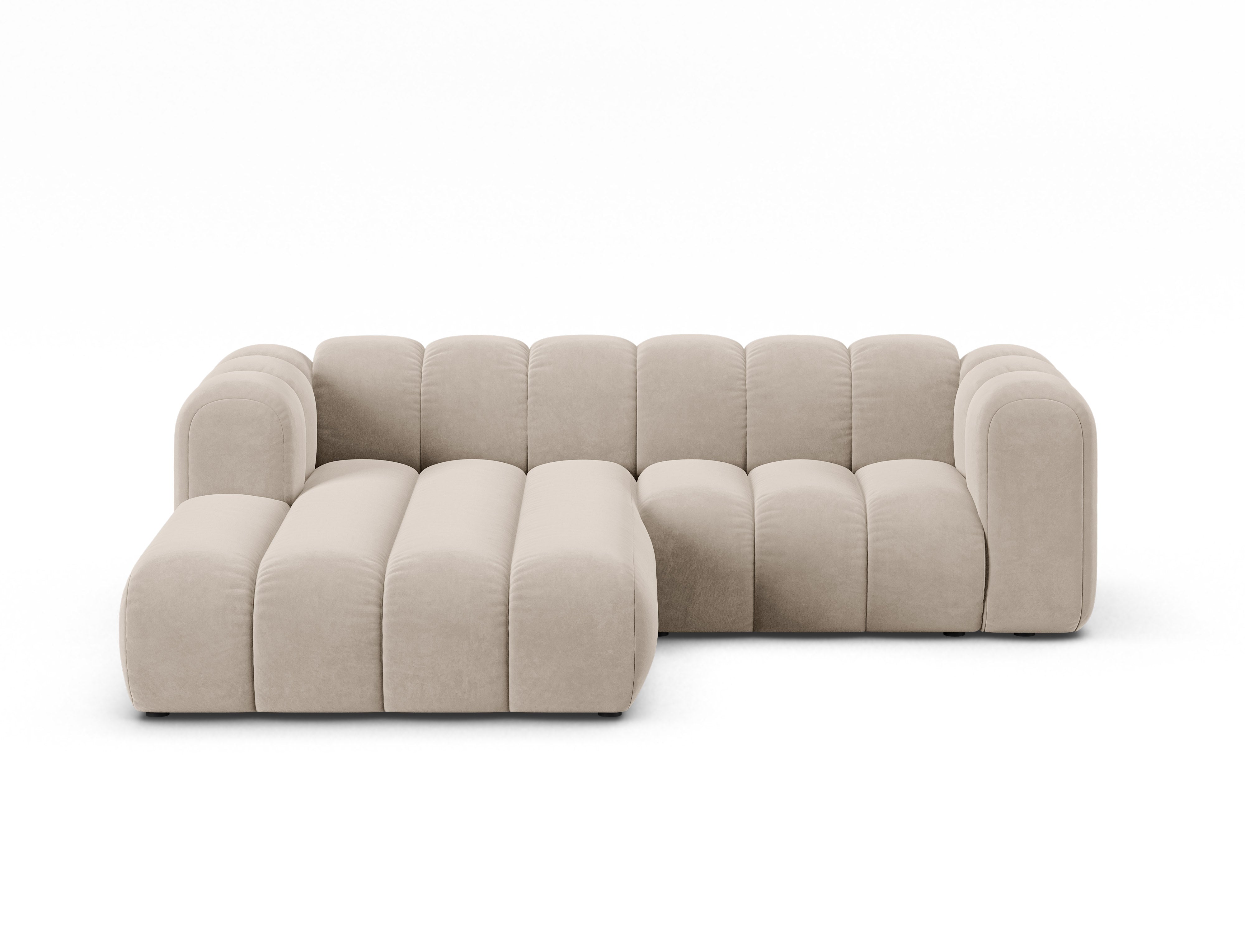 Velvet corner sofa for 3 people, left-sided LUPINE beige