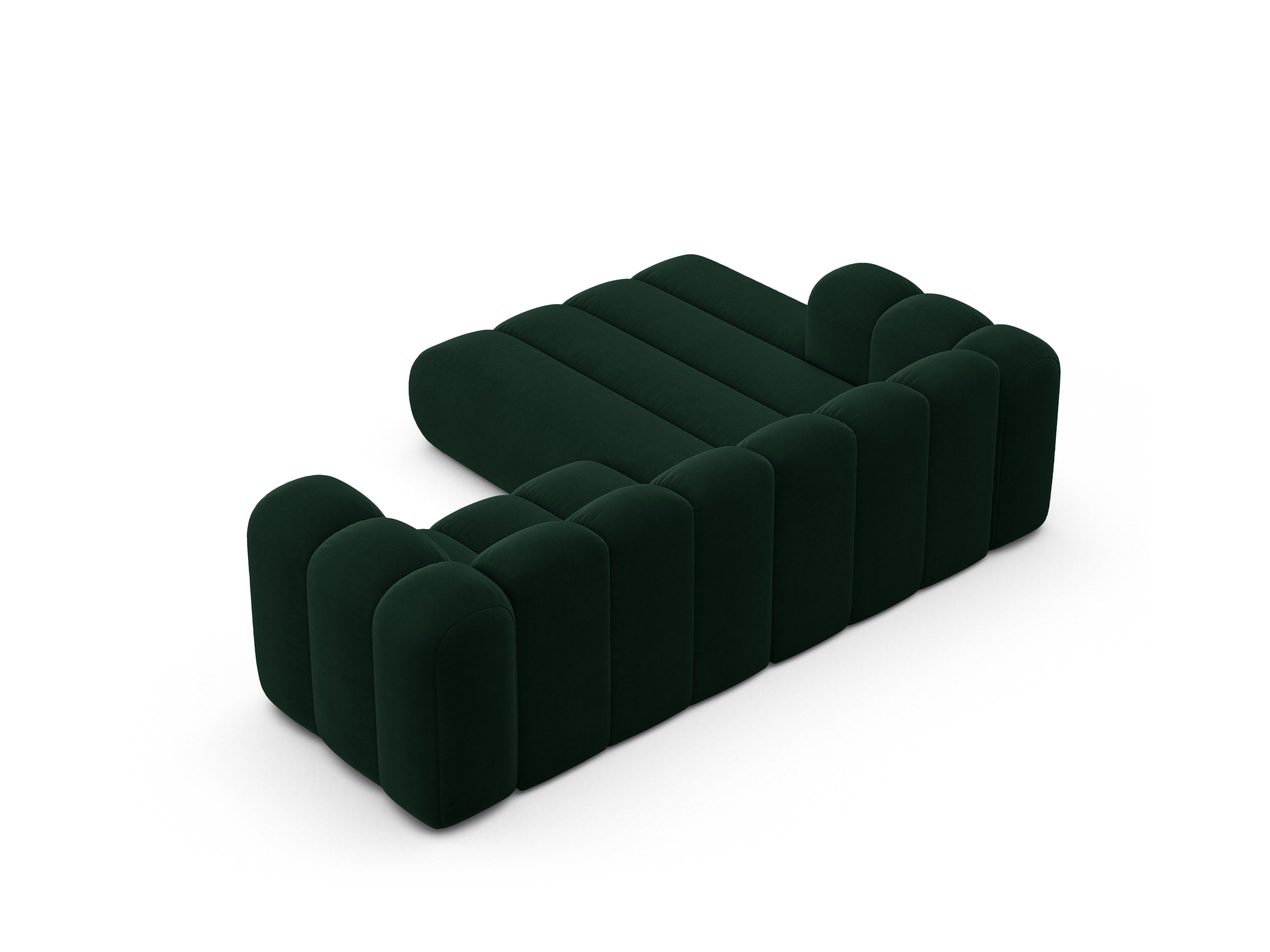 Velvet corner sofa for 3 people, left-sided, LUPINE, bottle green