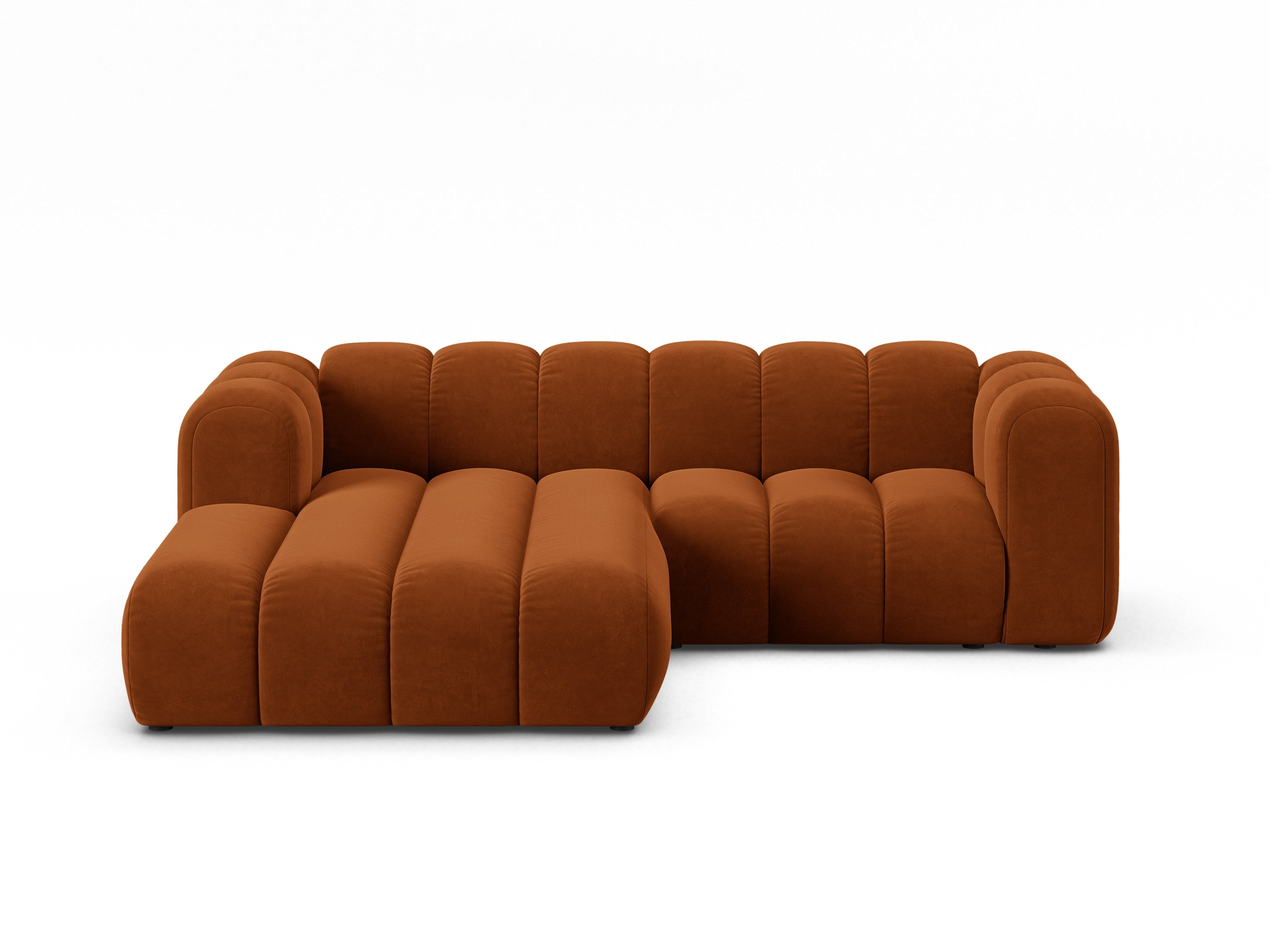 Left-facing 3-seater velvet corner sofa LUPINE brick red