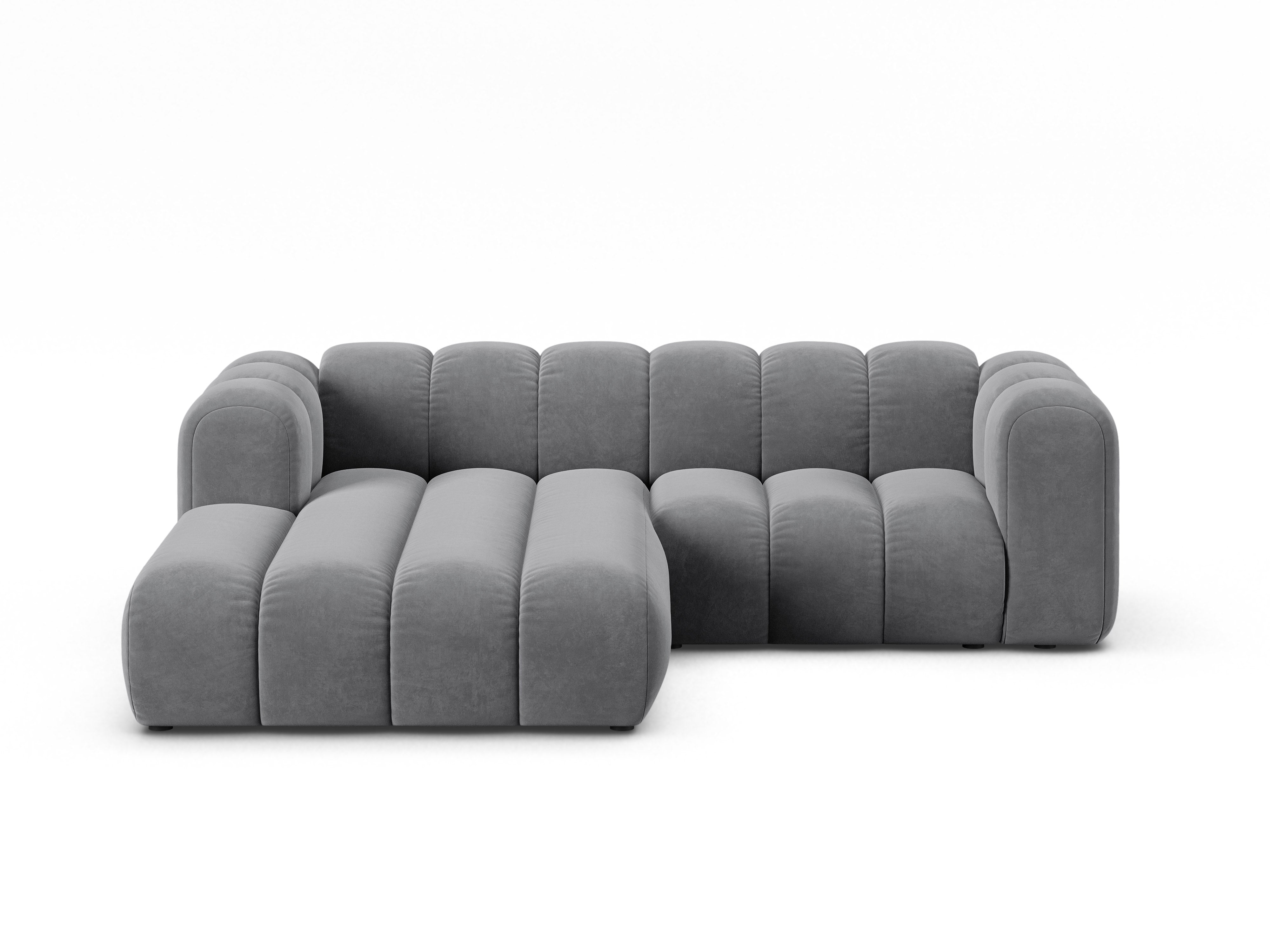 Left-facing 3-seater velvet corner sofa LUPINE gray