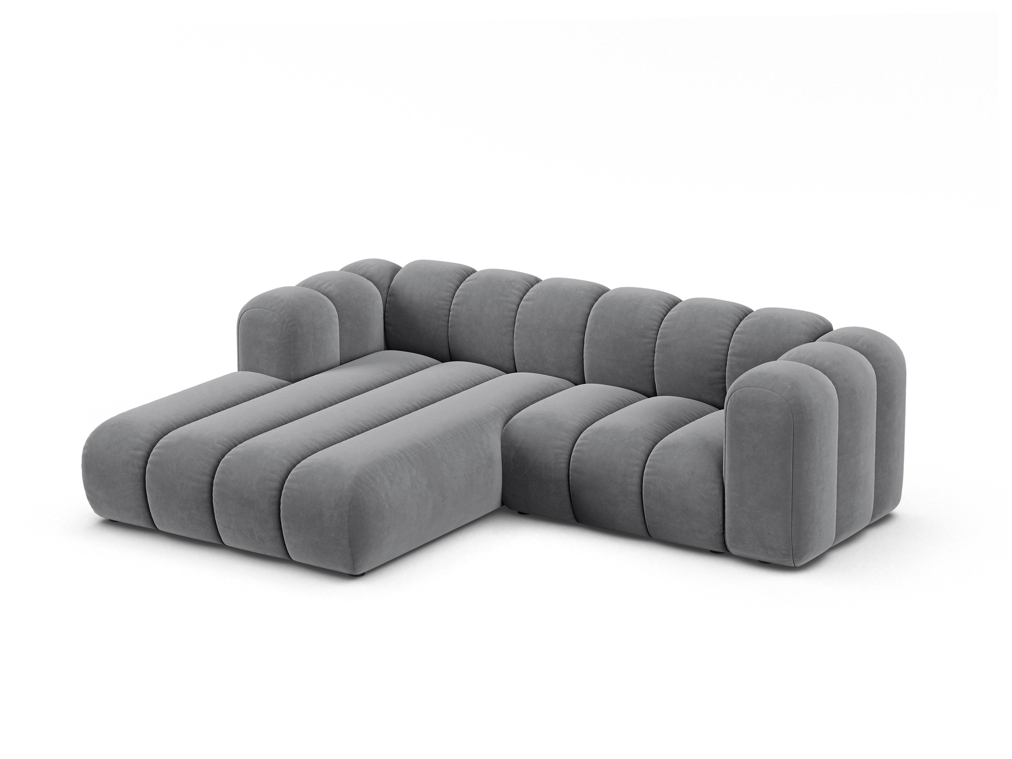 Left-facing 3-seater velvet corner sofa LUPINE gray