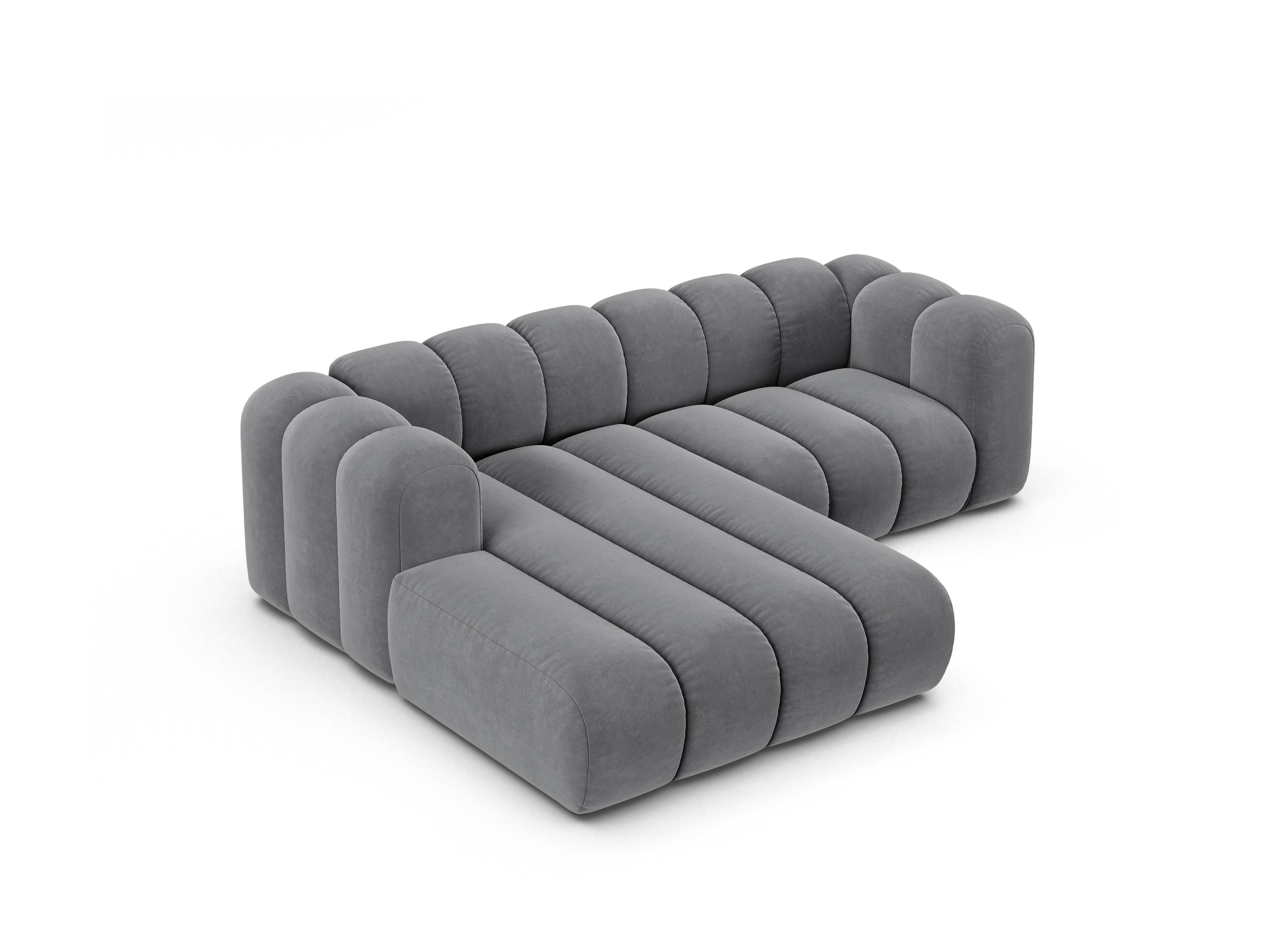 Left-facing 3-seater velvet corner sofa LUPINE gray