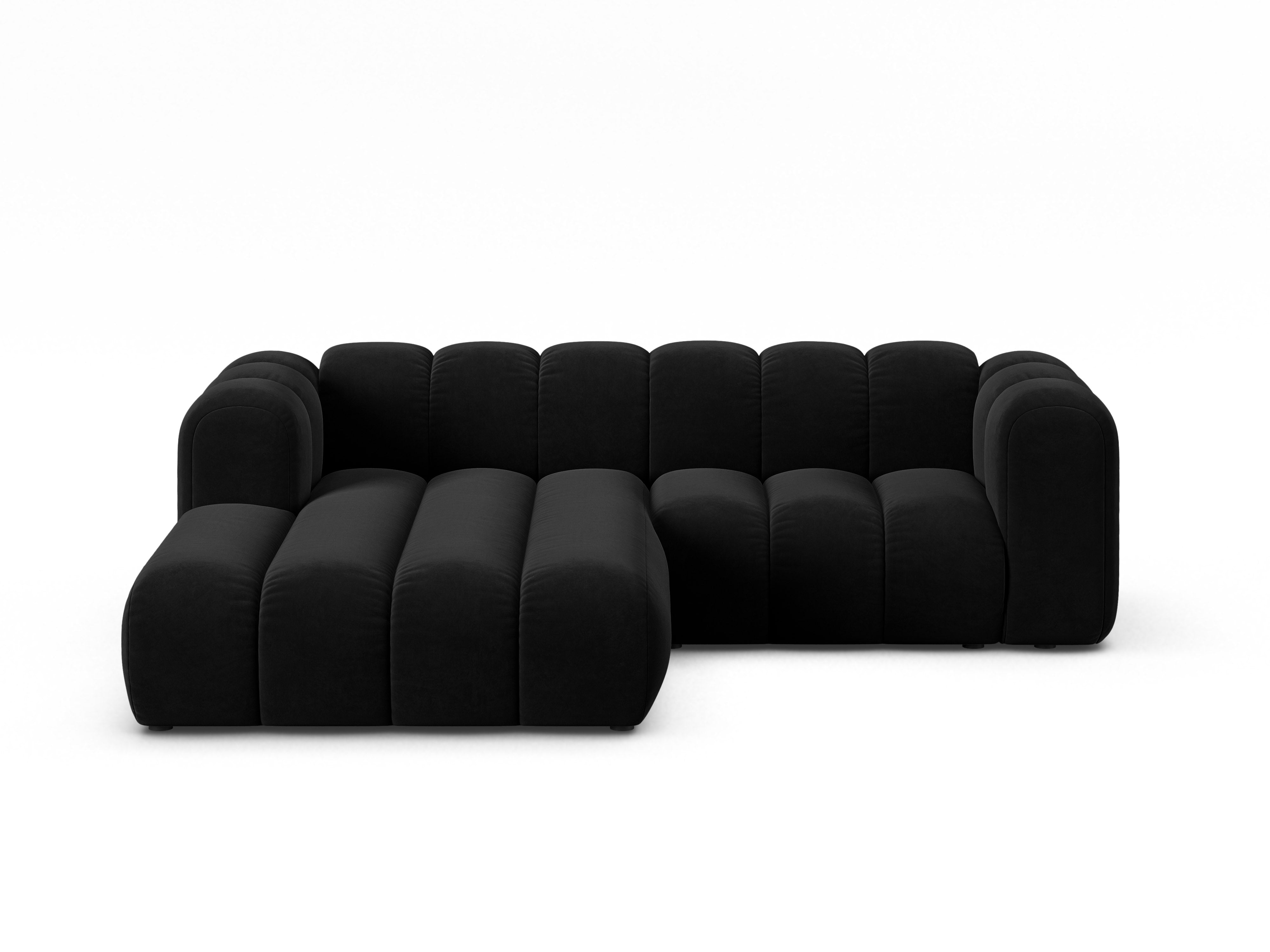 Black Left-Handed 3-Seater Velvet Sofa LUPINE