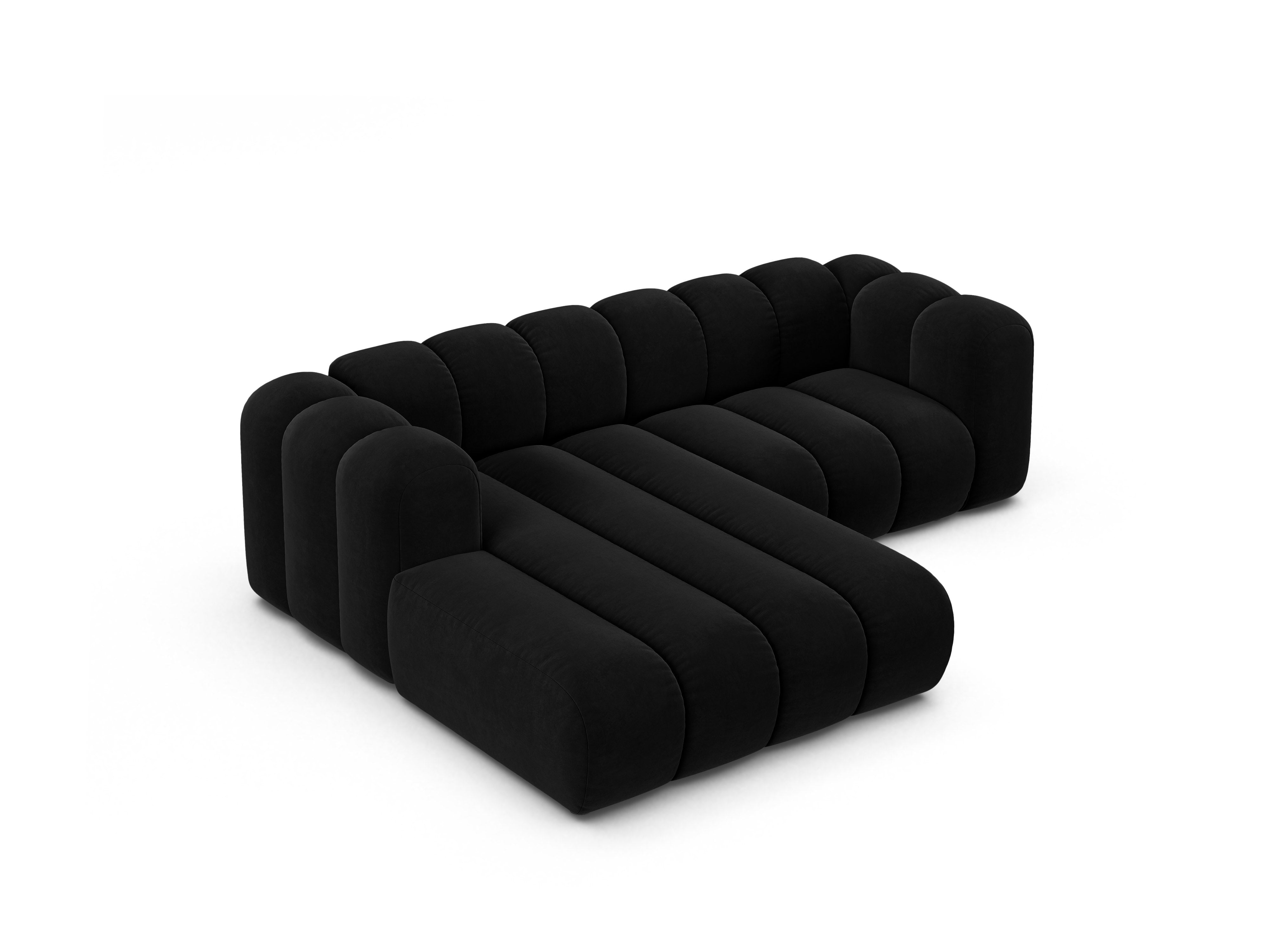 Black Left-Handed 3-Seater Velvet Sofa LUPINE