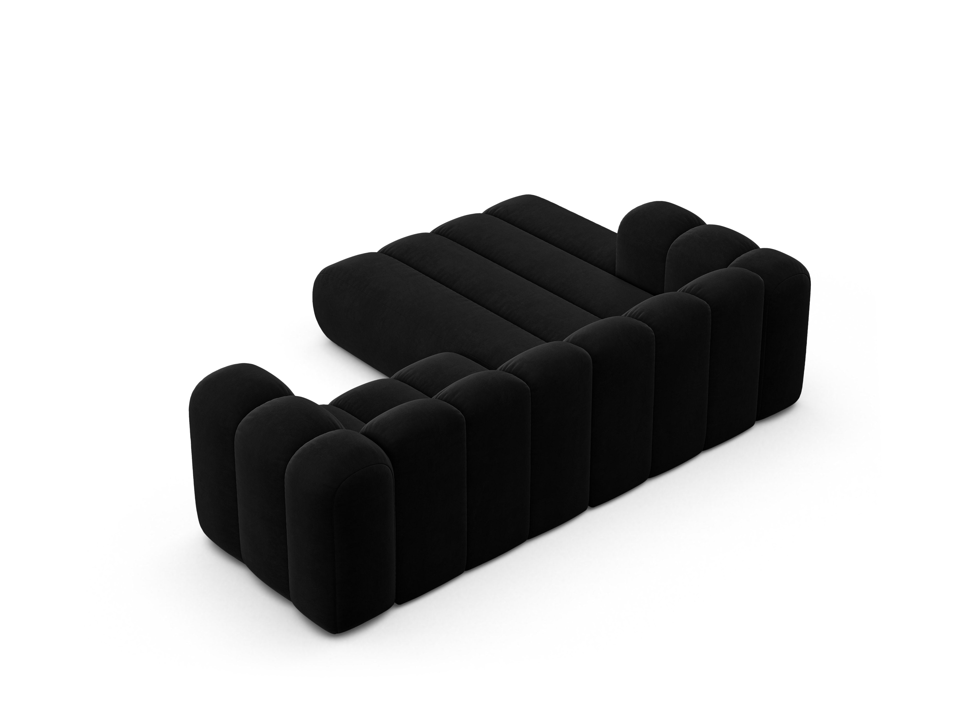 Black Left-Handed 3-Seater Velvet Sofa LUPINE