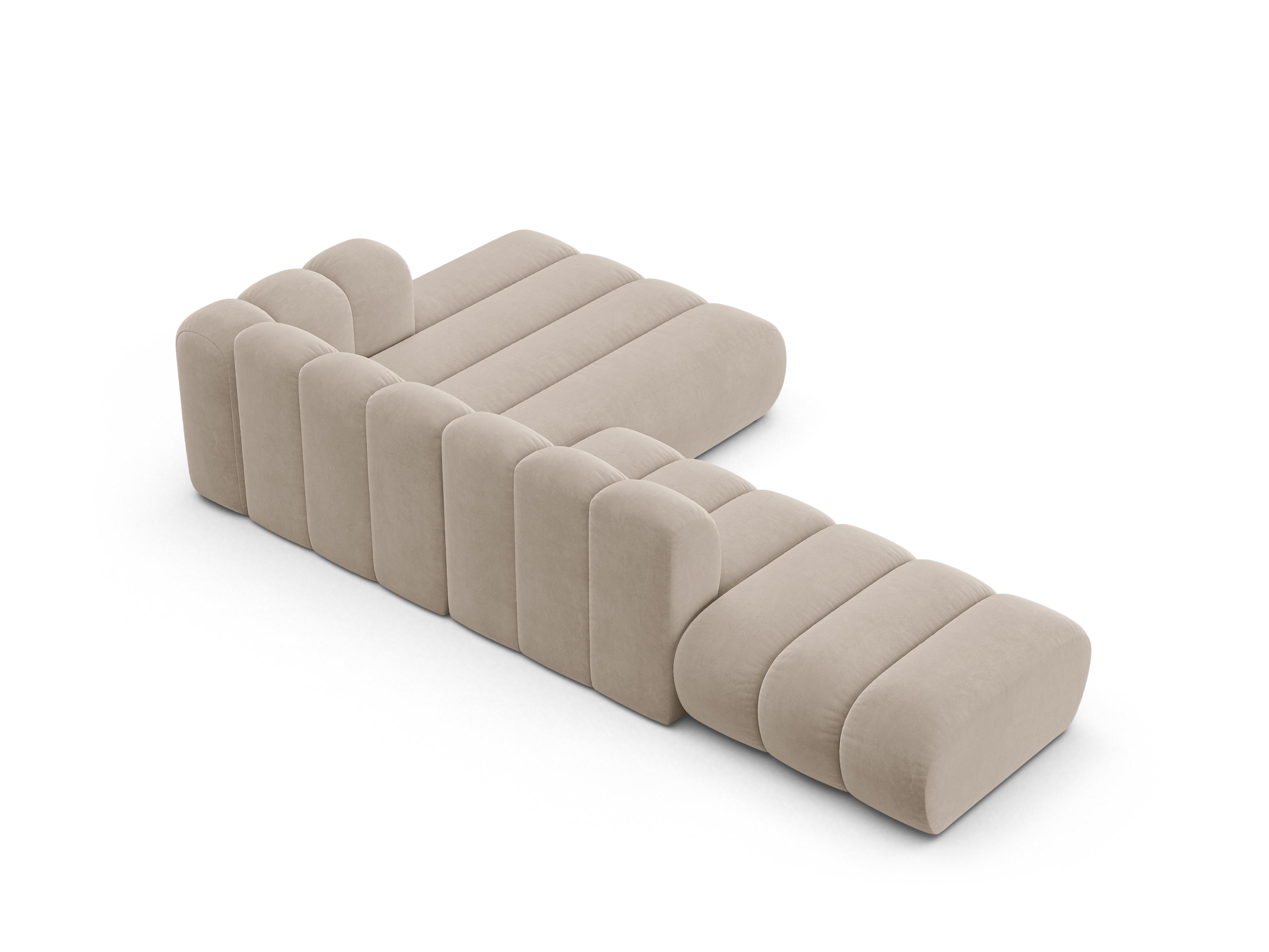 Velvet corner sofa for 5 people right-facing LUPINE beige