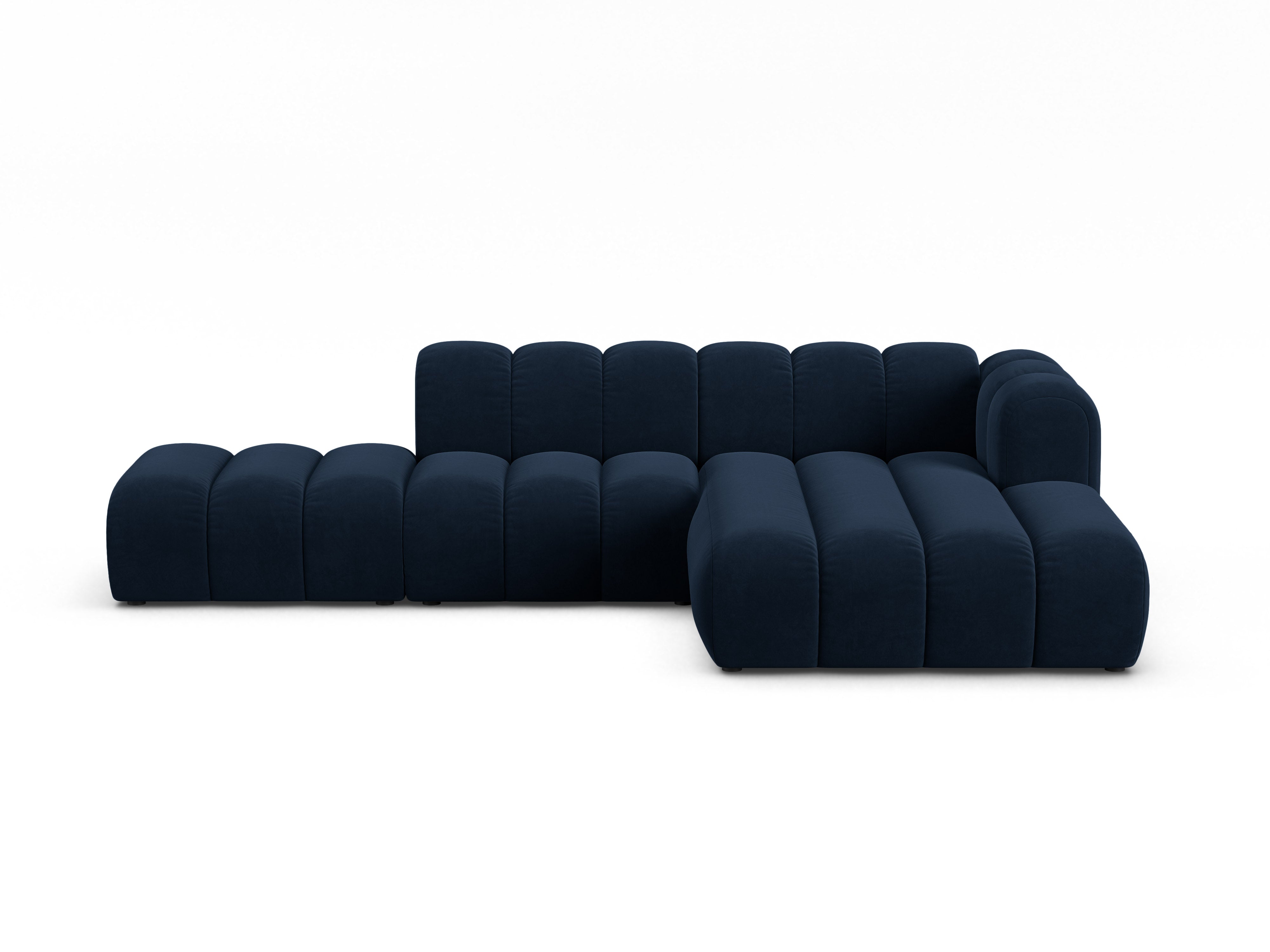 Velvet corner sofa for 5 people right-facing LUPINE navy blue