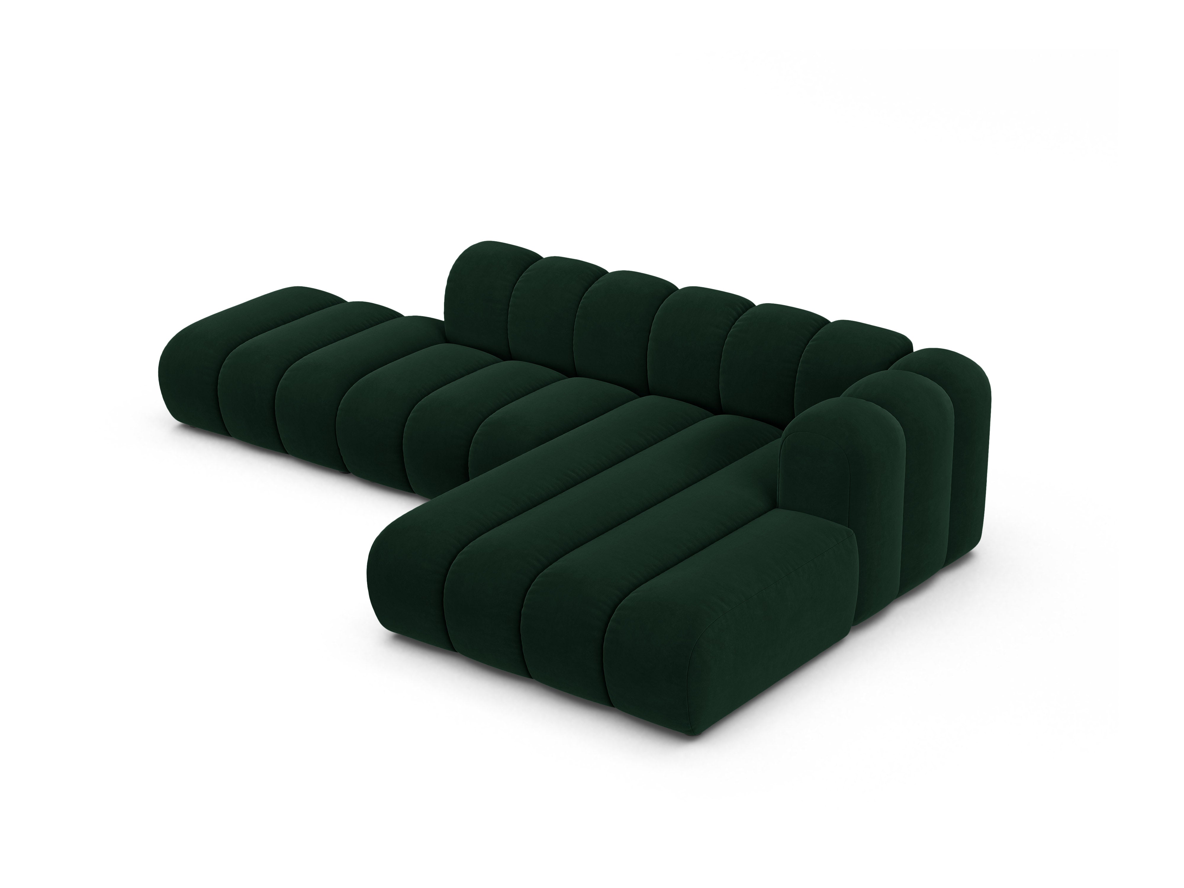 Velvet corner sofa for 5 people right-facing LUPINE bottle green