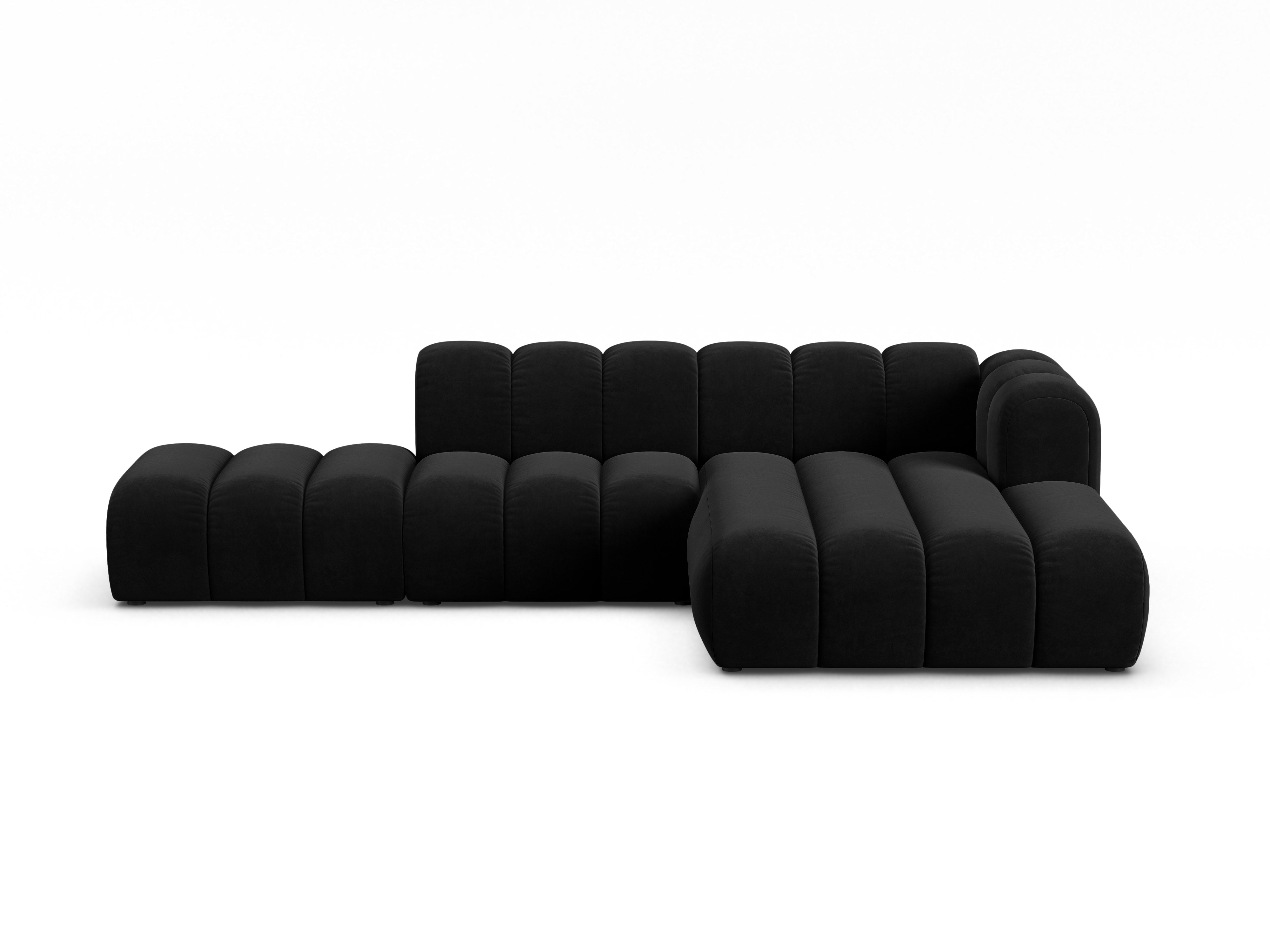 Velvet corner sofa for 5 people right-facing LUPINE black