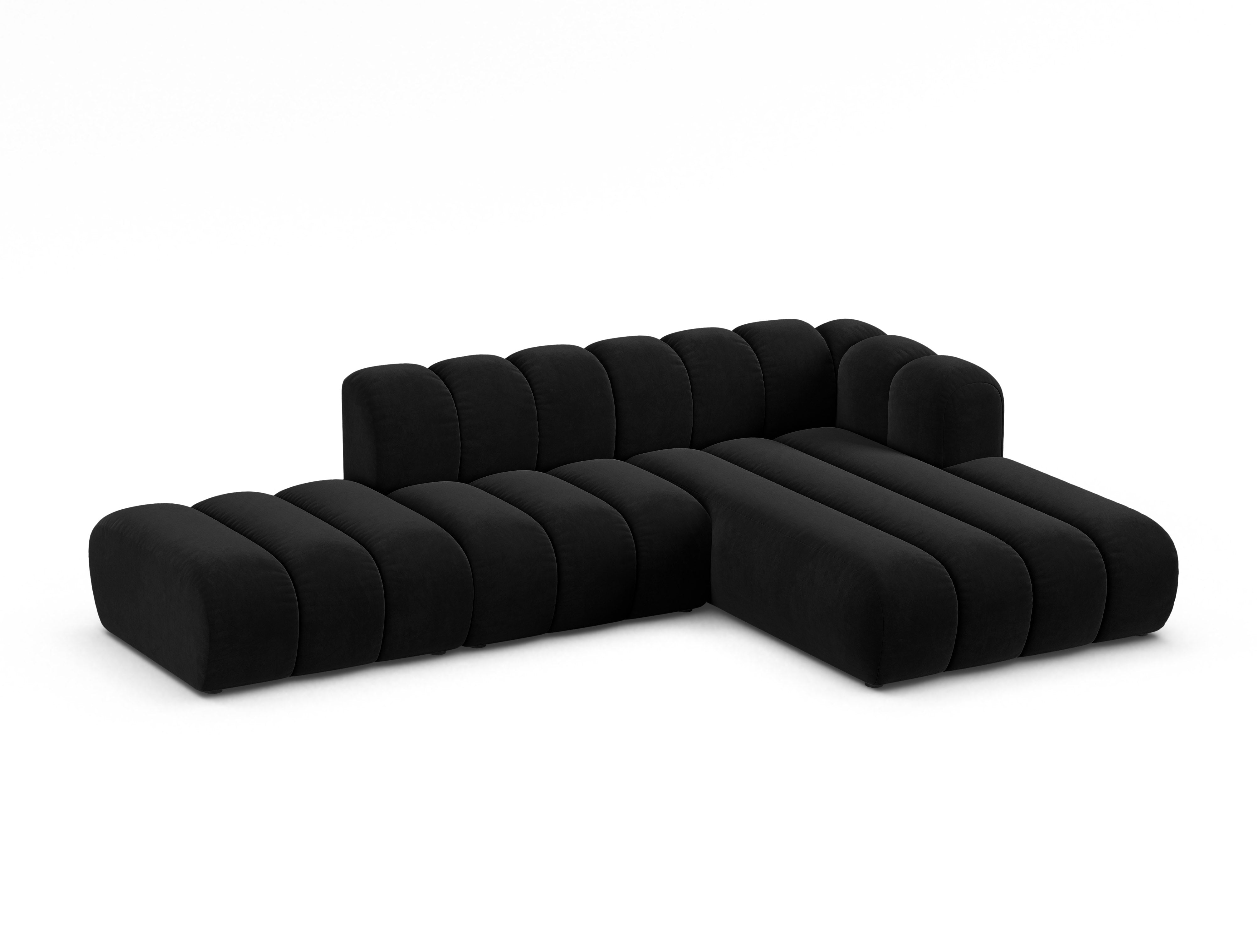Velvet corner sofa for 5 people right-facing LUPINE black