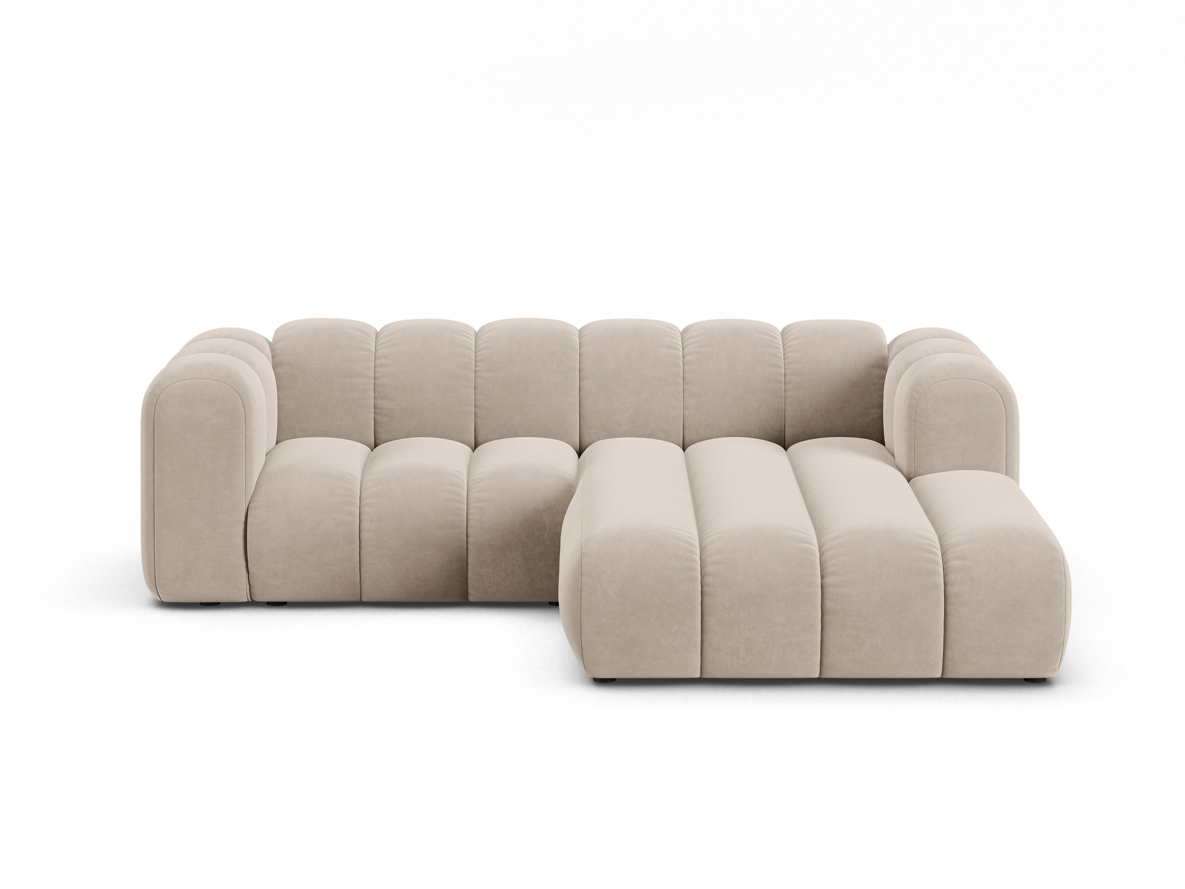 Velvet corner sofa for three people right-sided LUPINE beige