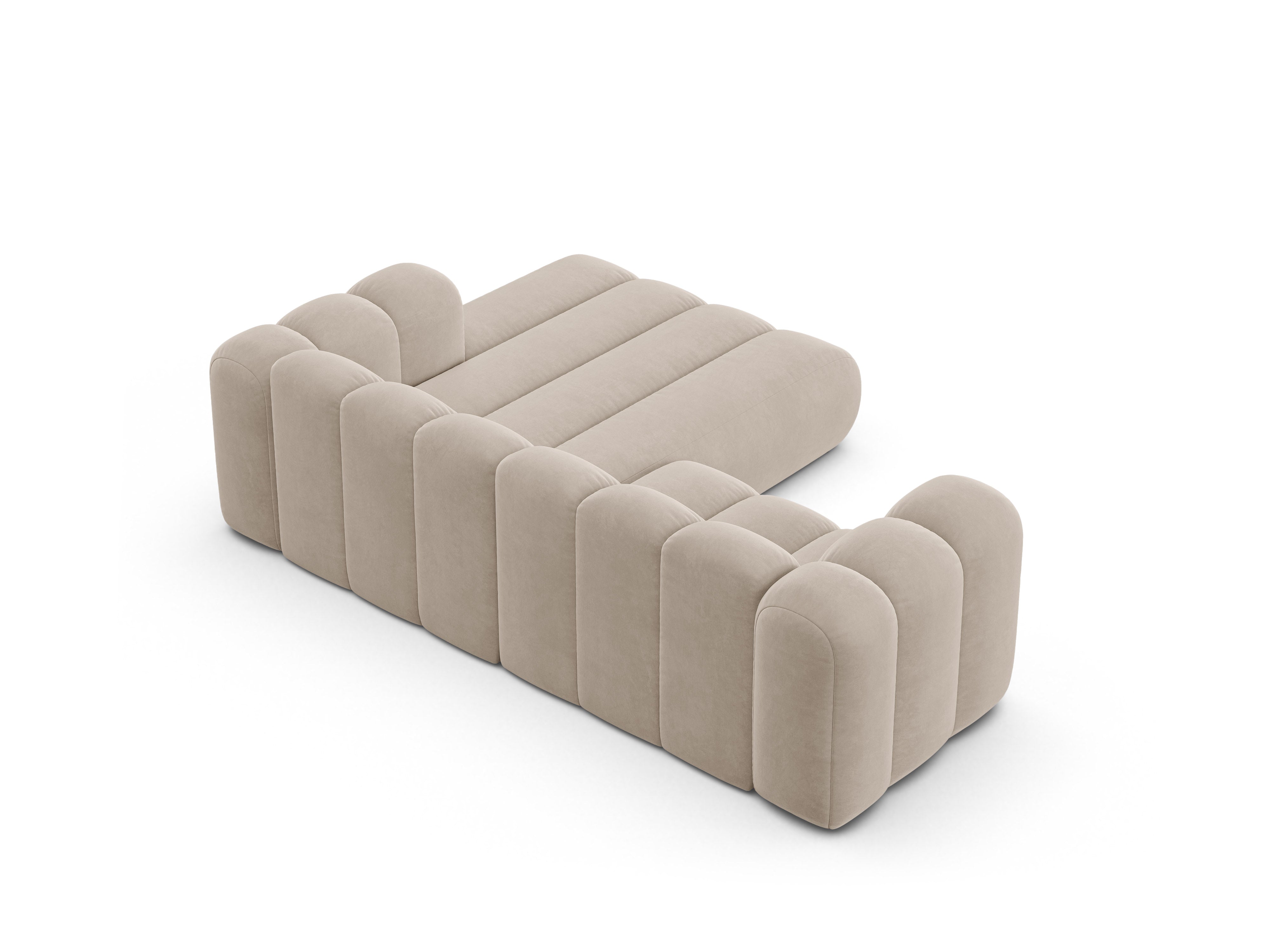 Velvet corner sofa for three people right-sided LUPINE beige