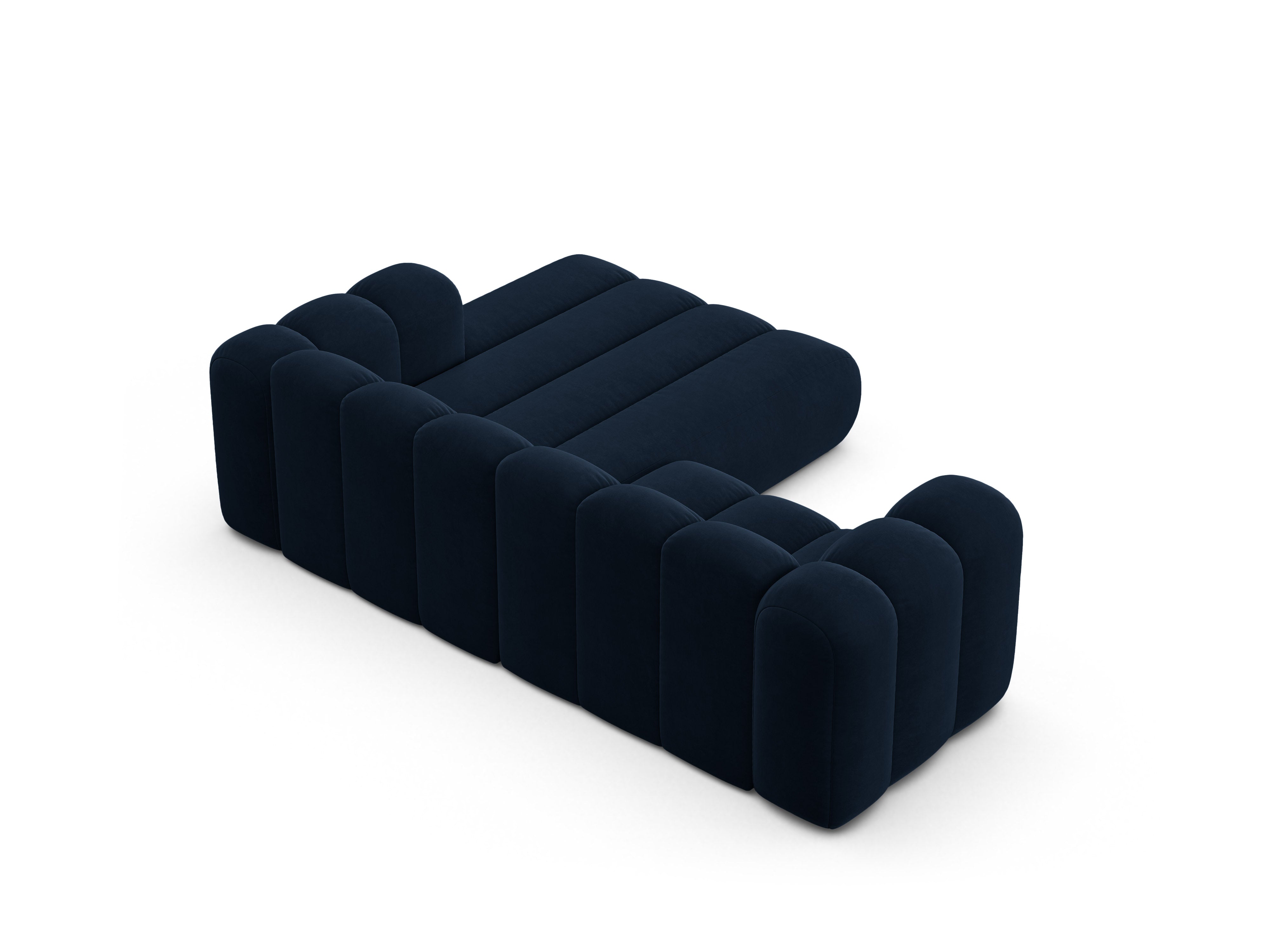 Velvet corner sofa for three people right-facing LUPINE navy blue
