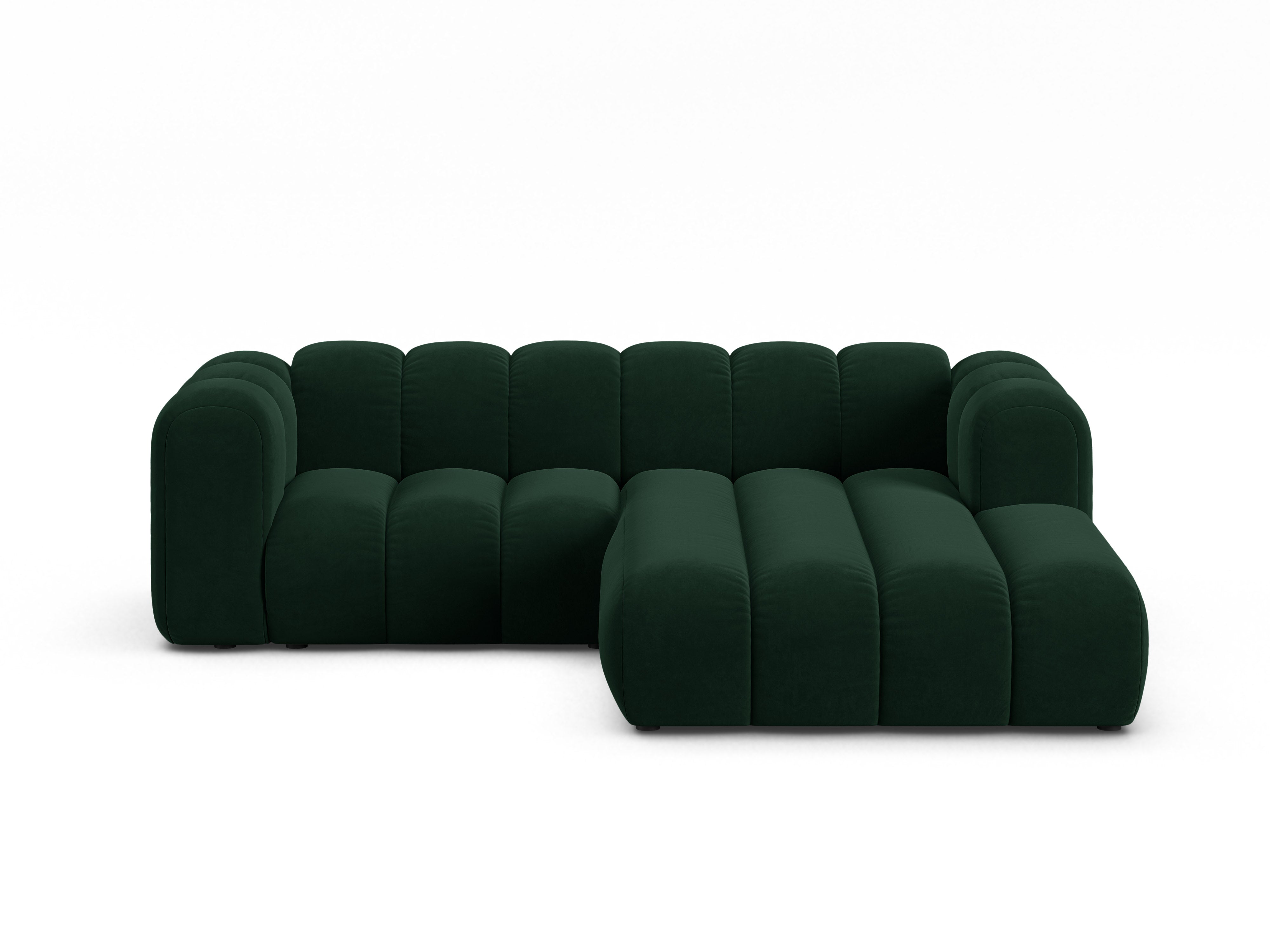 Velvet corner sofa for 3 people right-facing LUPINE bottle green