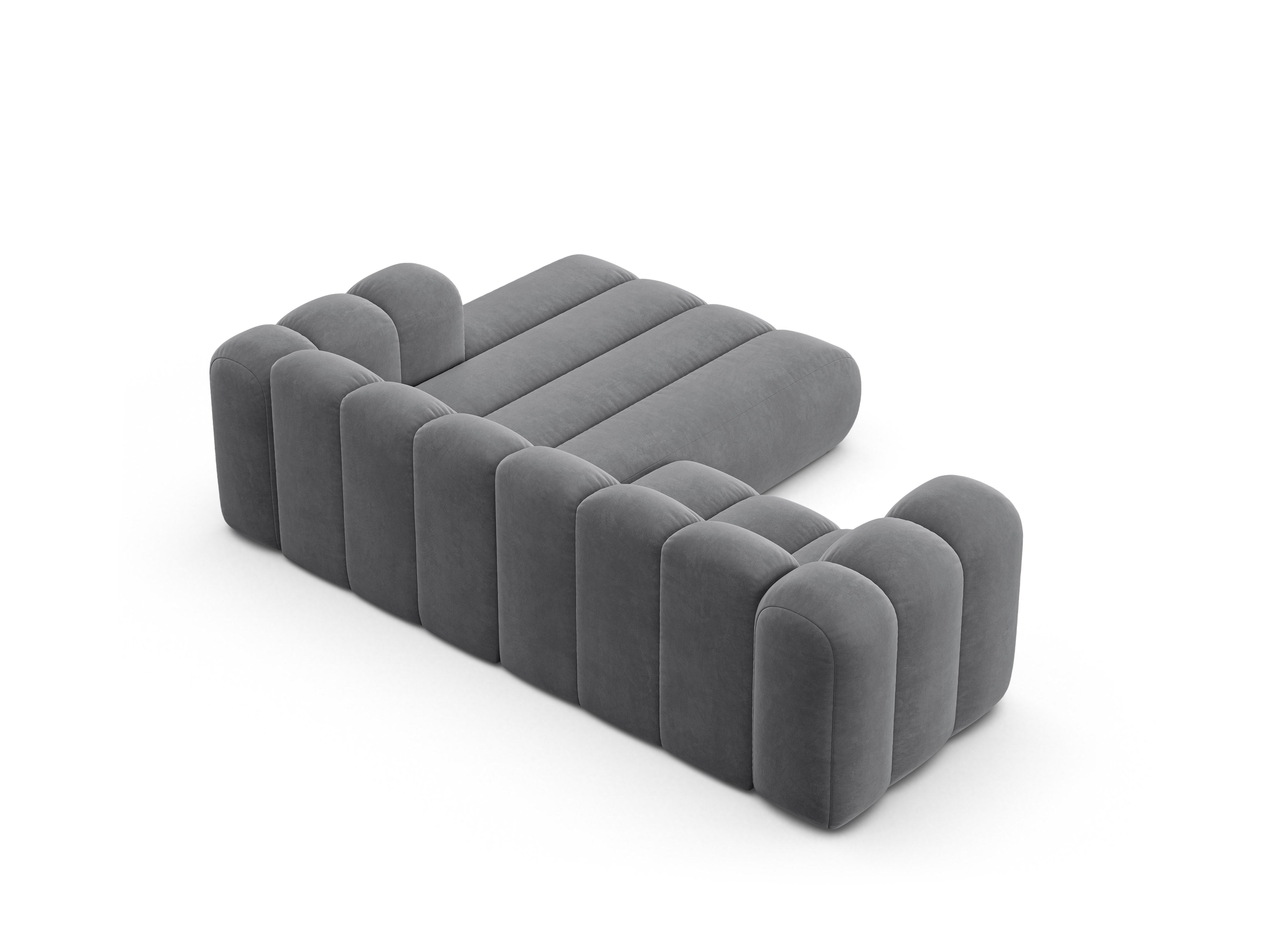 Velvet corner sofa for three people, right-facing LUPINE gray