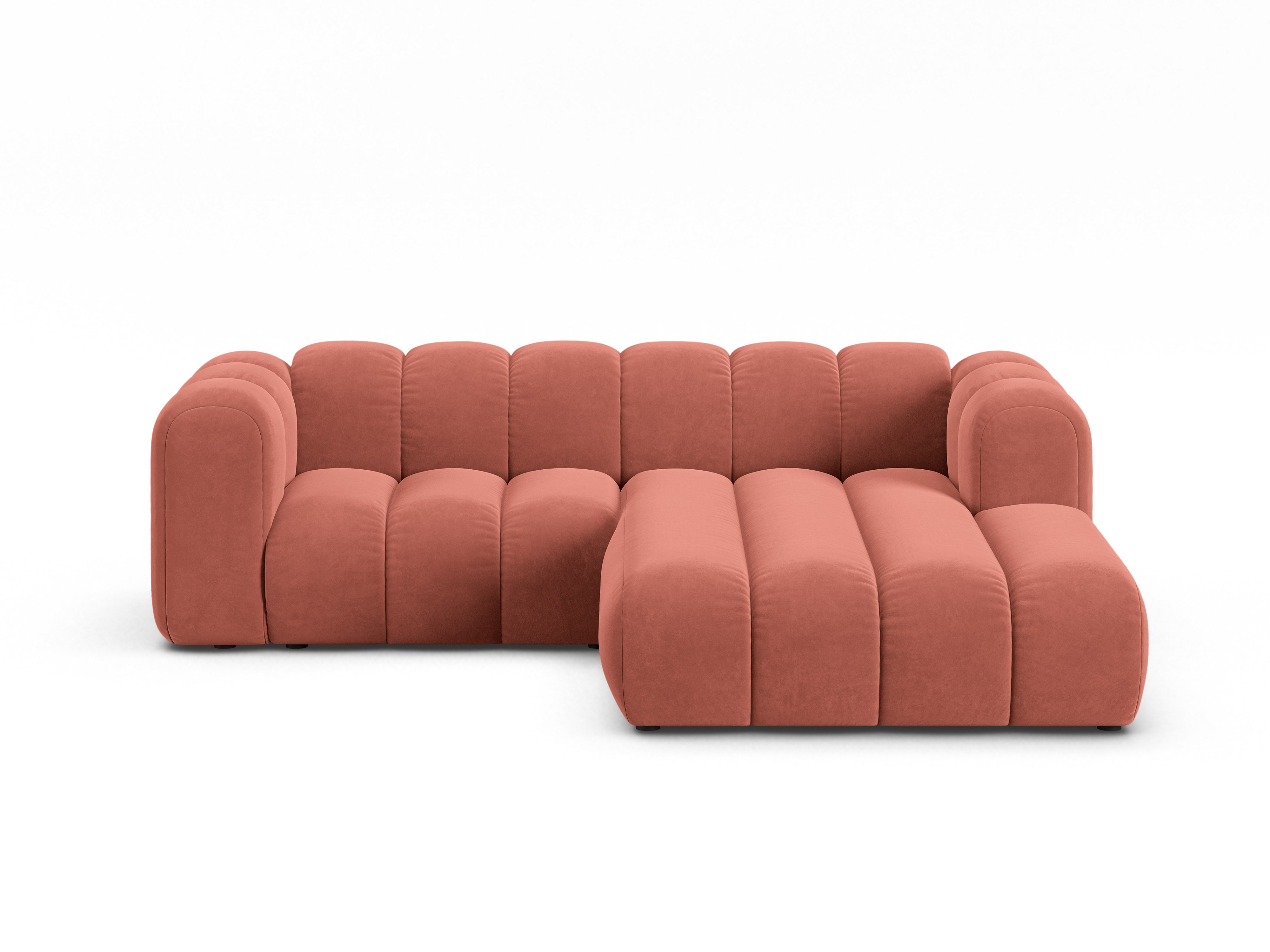 Coral right-facing 3-seater velvet corner sofa LUPINE