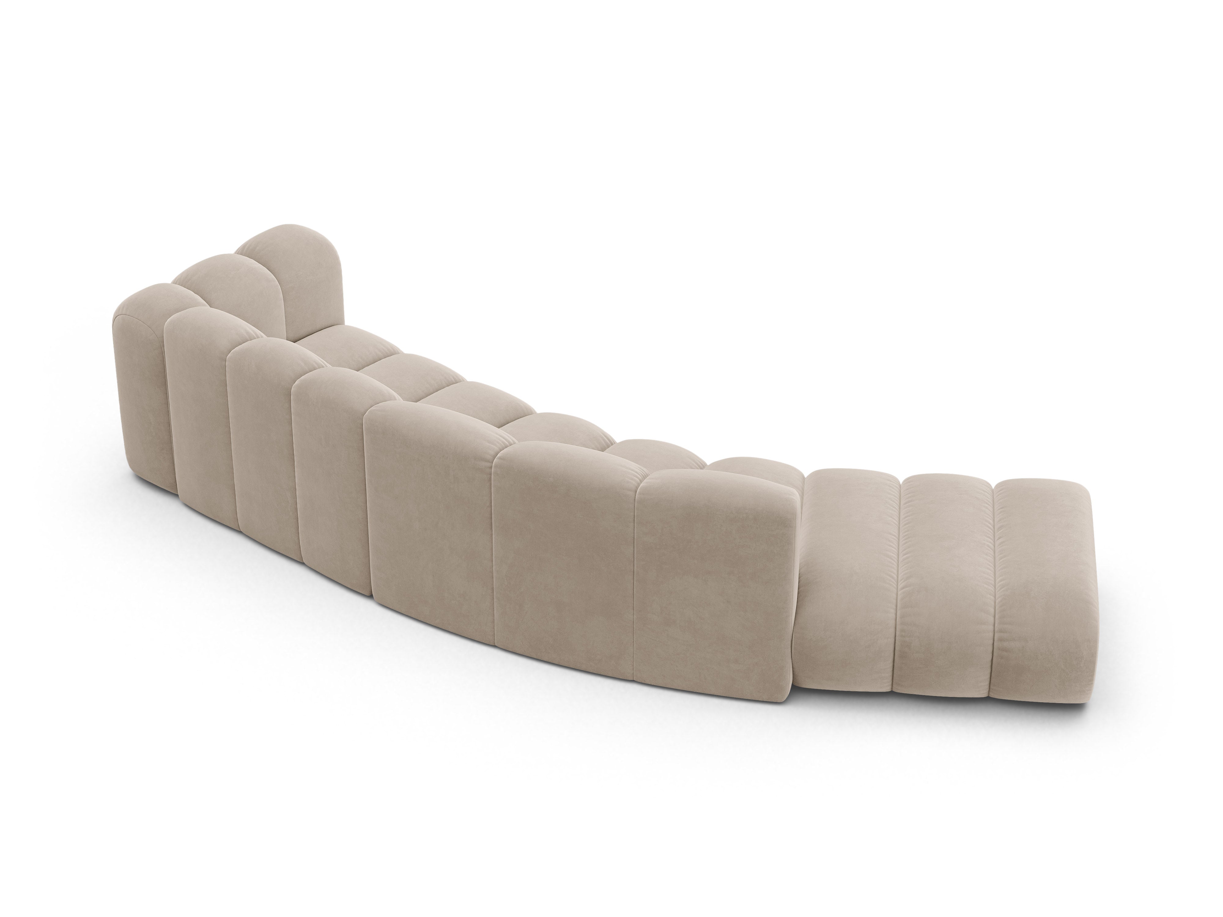 Velvet sofa for 5 people, left-sided LUPINE beige