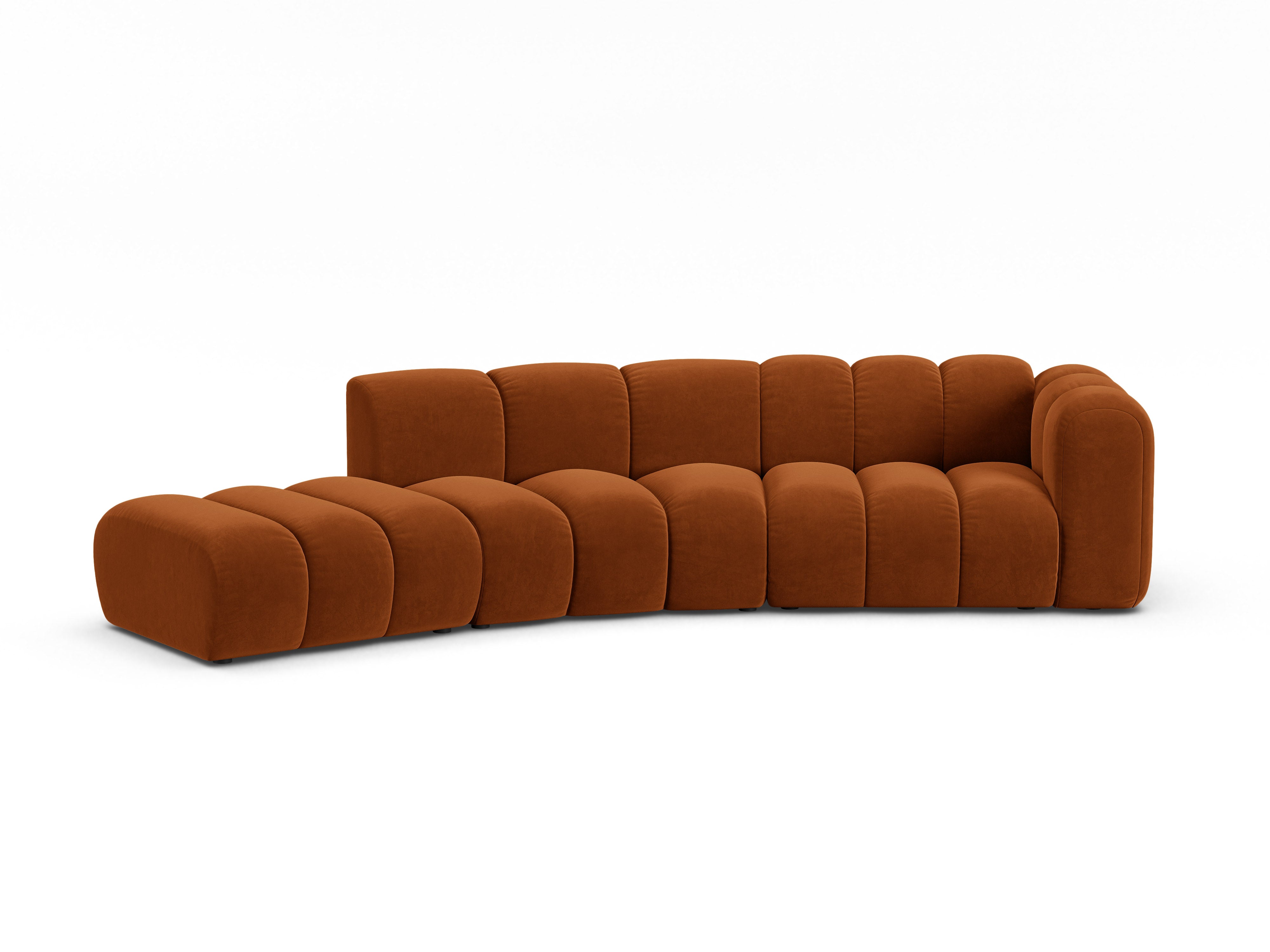 Sofa aksamitna 5-osobowa lewostronna LUPINE ceglany – Micadoni